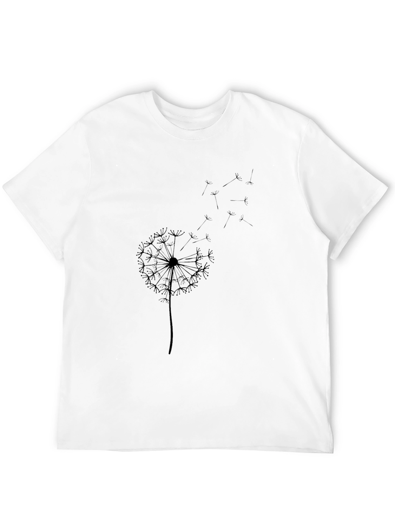 Dandelion Print Black T-Shirt - Casual Style