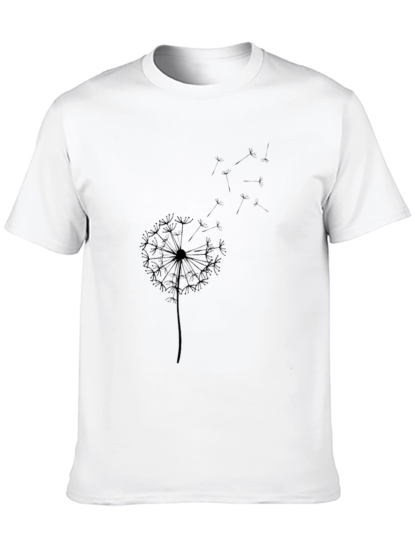 Dandelion Print Black T-Shirt - Casual Style