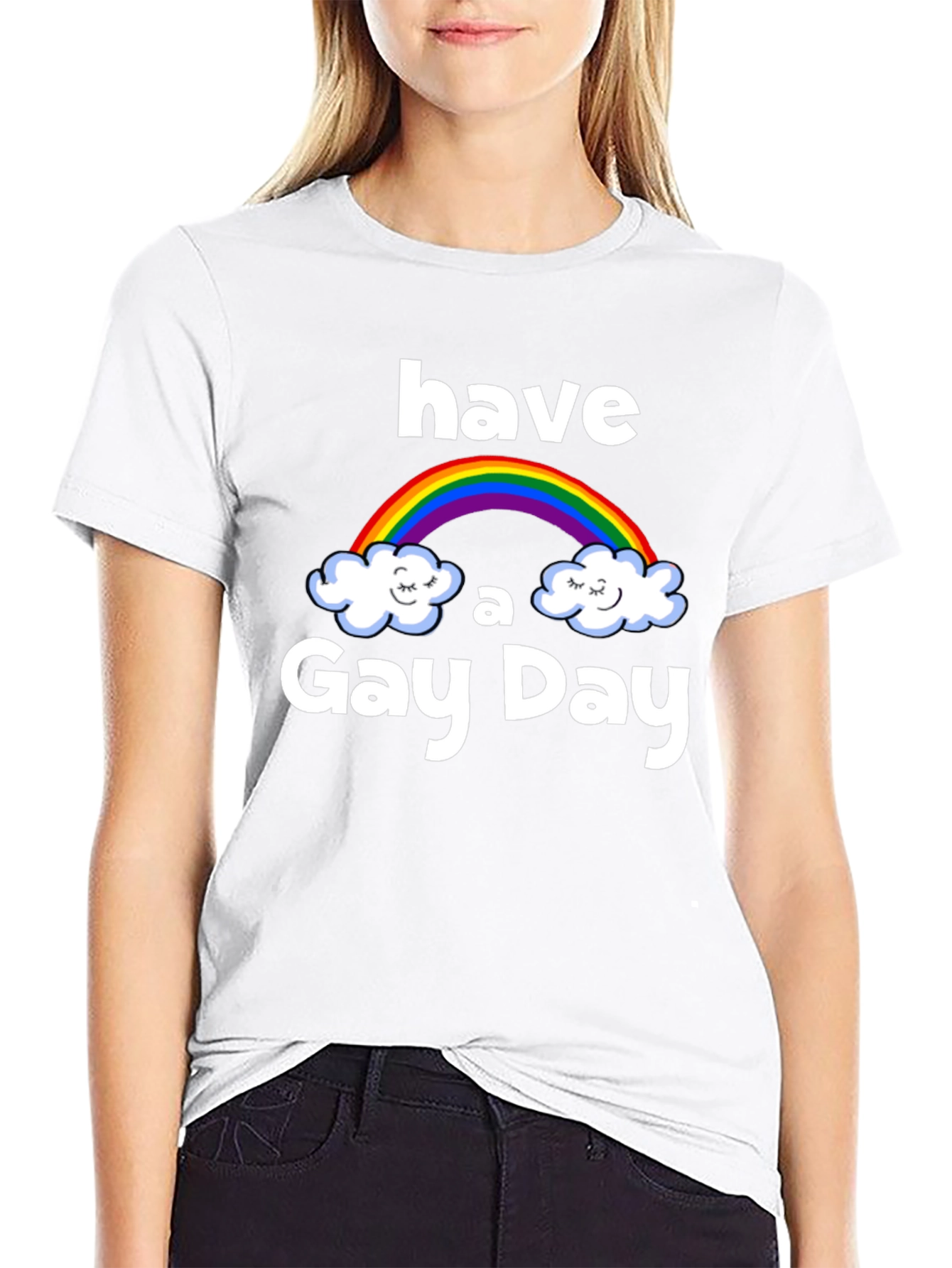 Have a Gay Day Rainbow Graphic Tee - Black