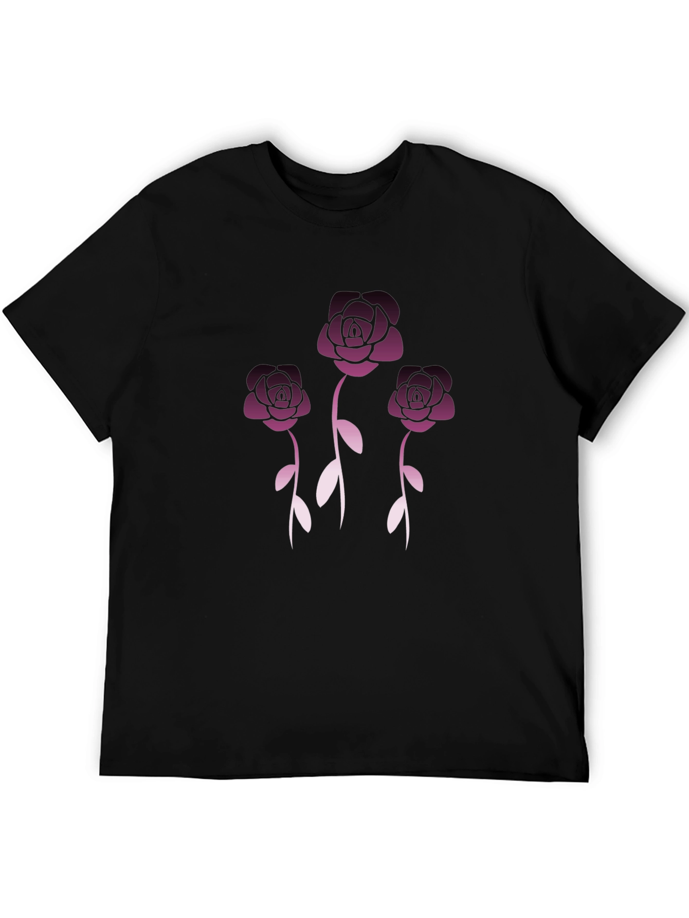 Floral Rose Graphic Tee - Stylish Black T-Shirt