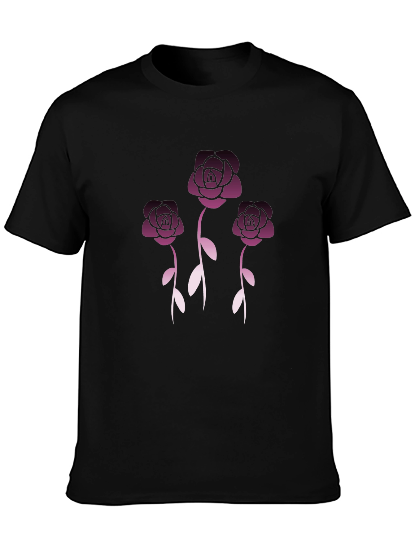 Floral Rose Graphic Tee - Stylish Black T-Shirt