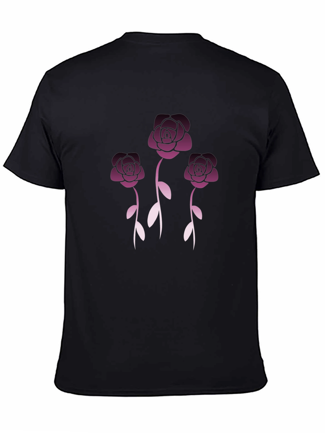 Floral Rose Graphic Tee - Stylish Black T-Shirt