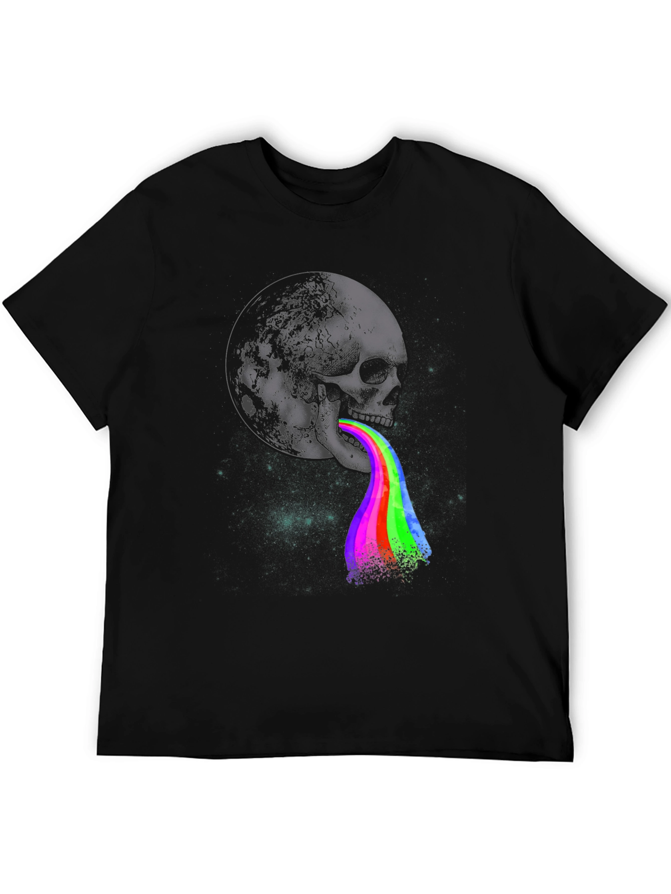 Skull Moon Rainbow Graphic Tee - Dark Style