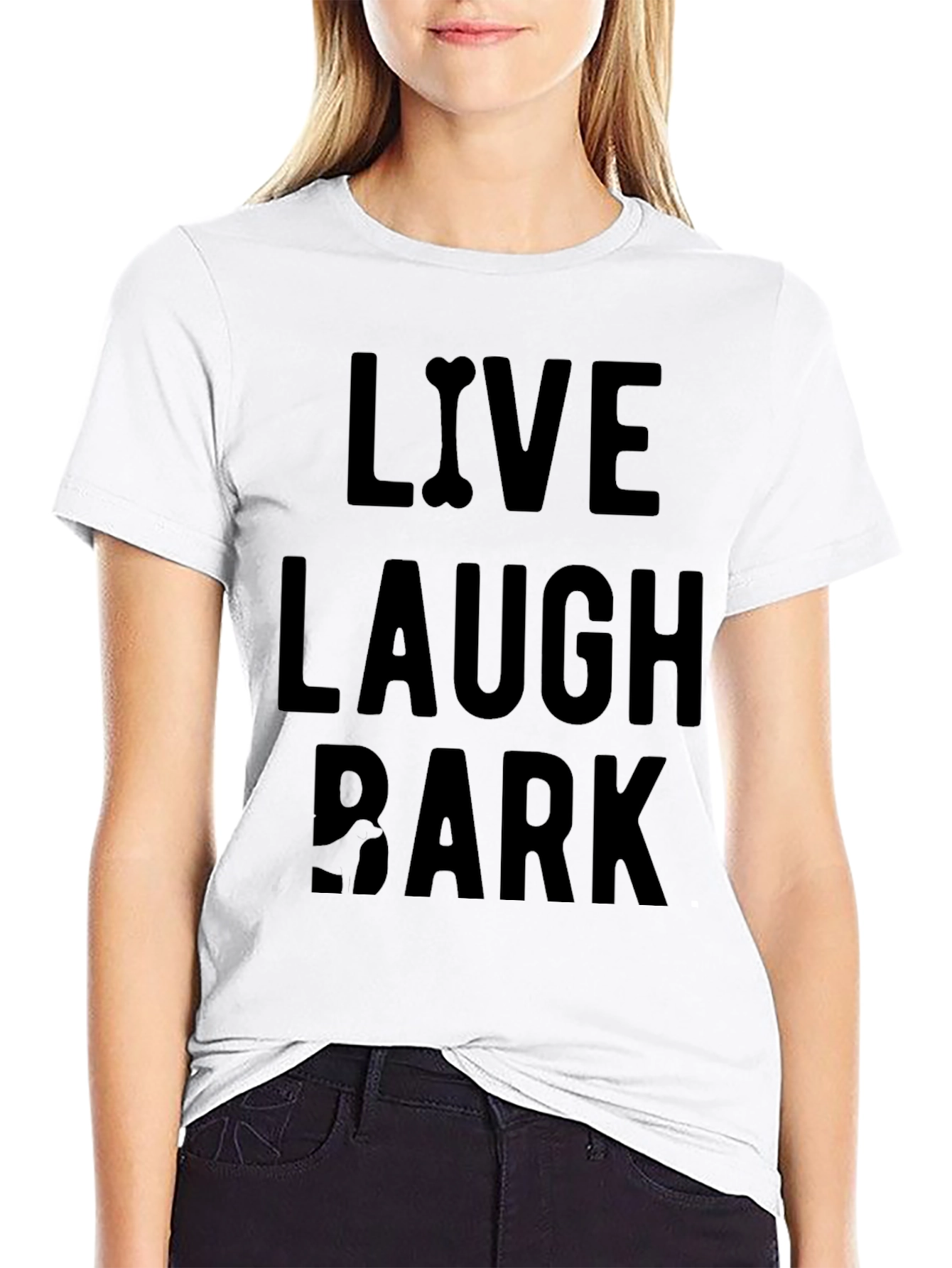 Live Laugh Bark Black Graphic T-Shirt
