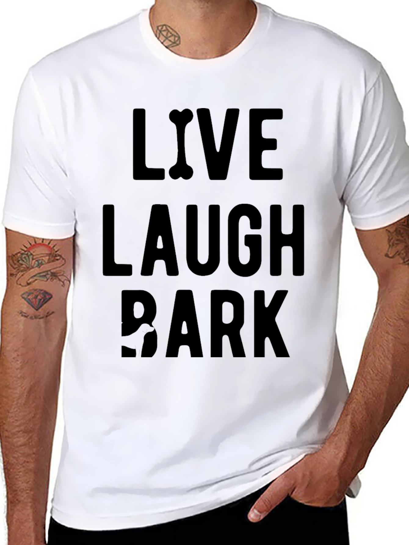 Live Laugh Bark Black Graphic T-Shirt