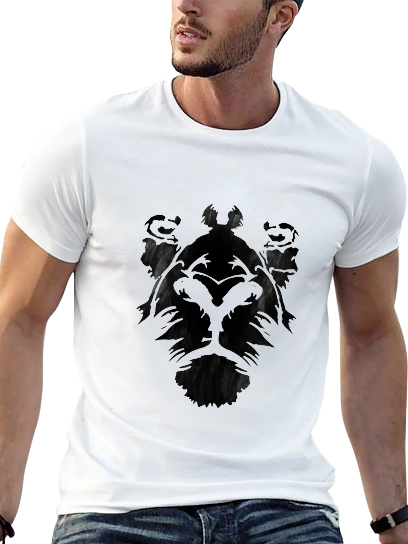 Mens Black Lion Graphic T-Shirt