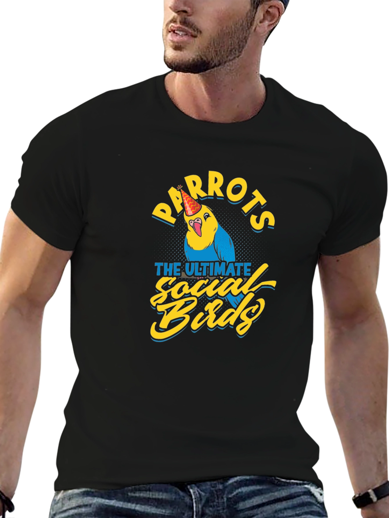 Parrots Social Birds Graphic Tee - Unisex Black T-Shirt