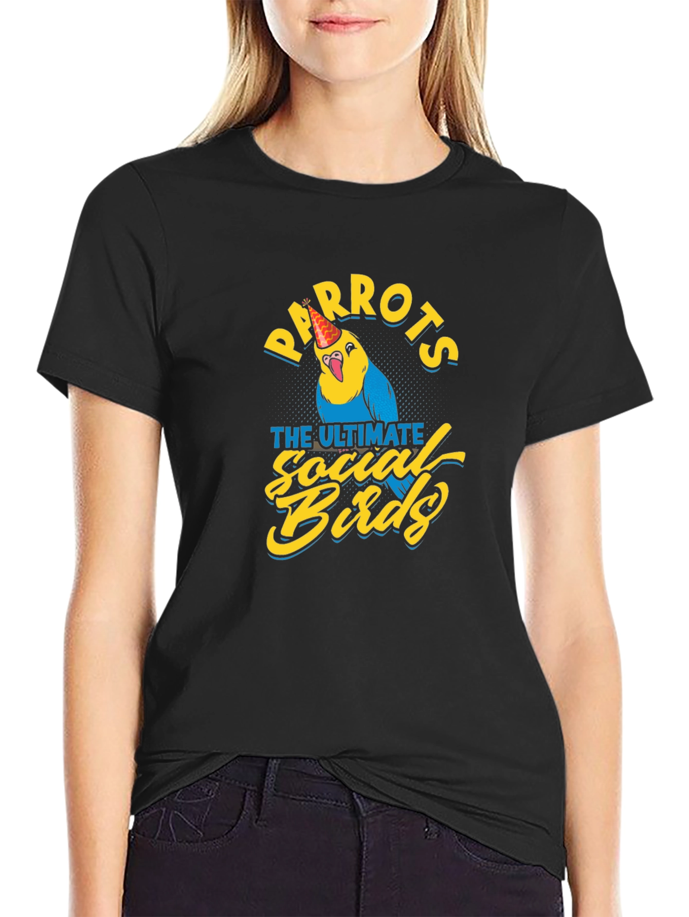 Parrots Social Birds Graphic Tee - Unisex Black T-Shirt