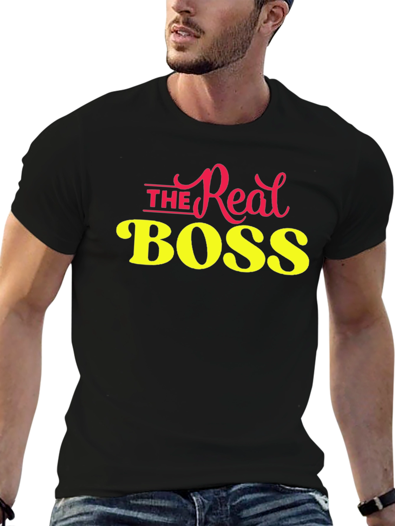 The Real Boss T-Shirt - Black Crew Neck Tee