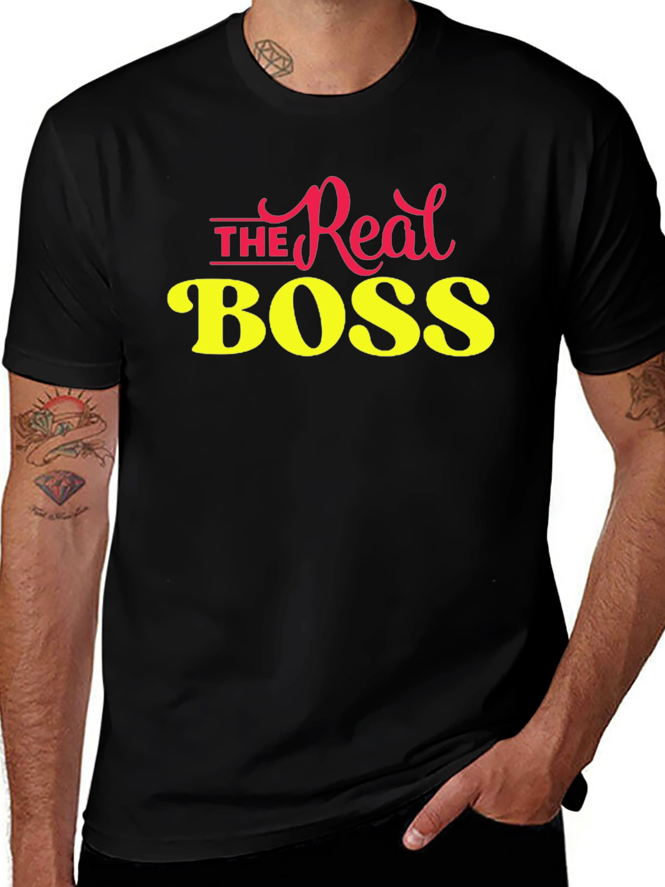 The Real Boss T-Shirt - Black Crew Neck Tee