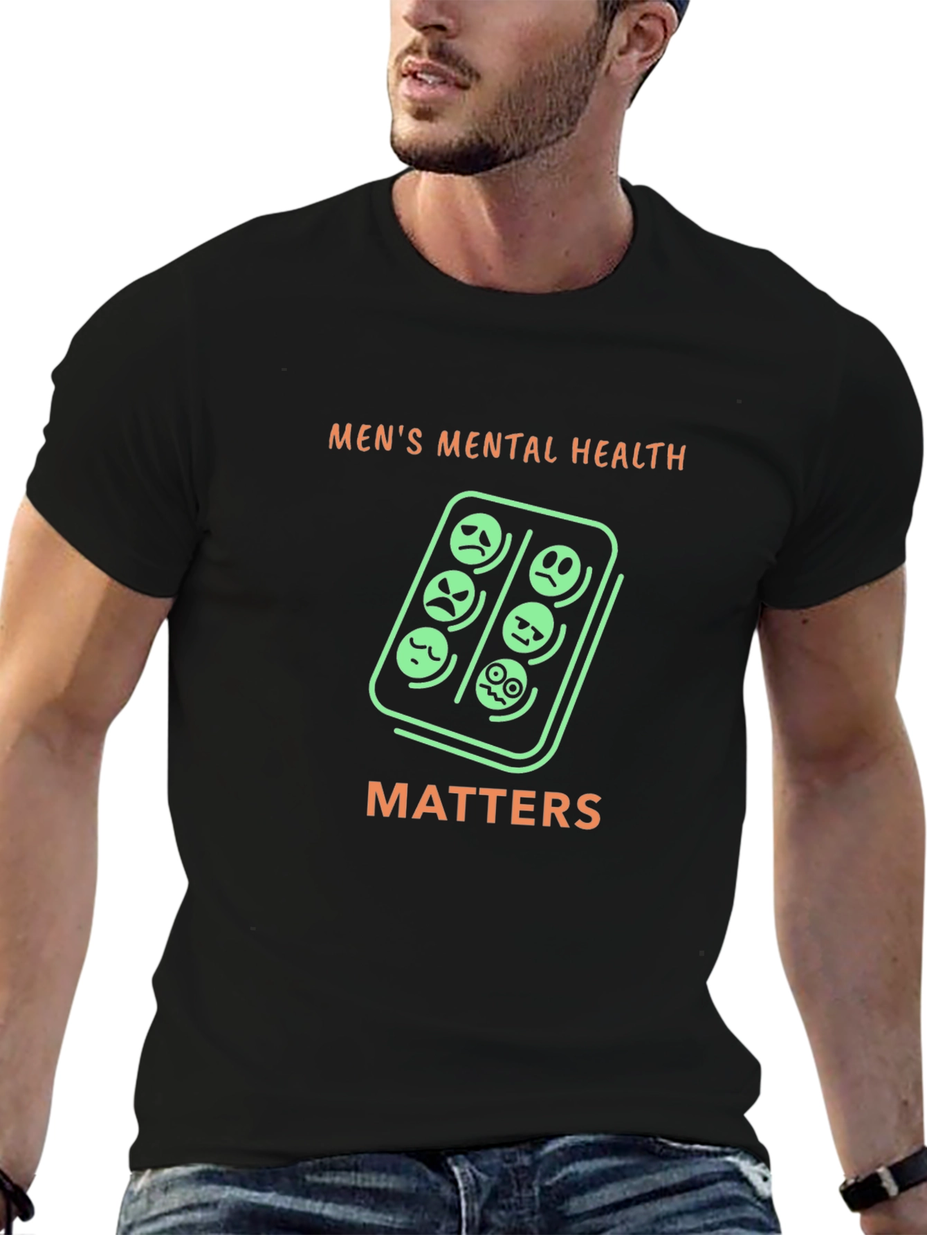 Mens Mental Health Matters Graphic Tee - Black