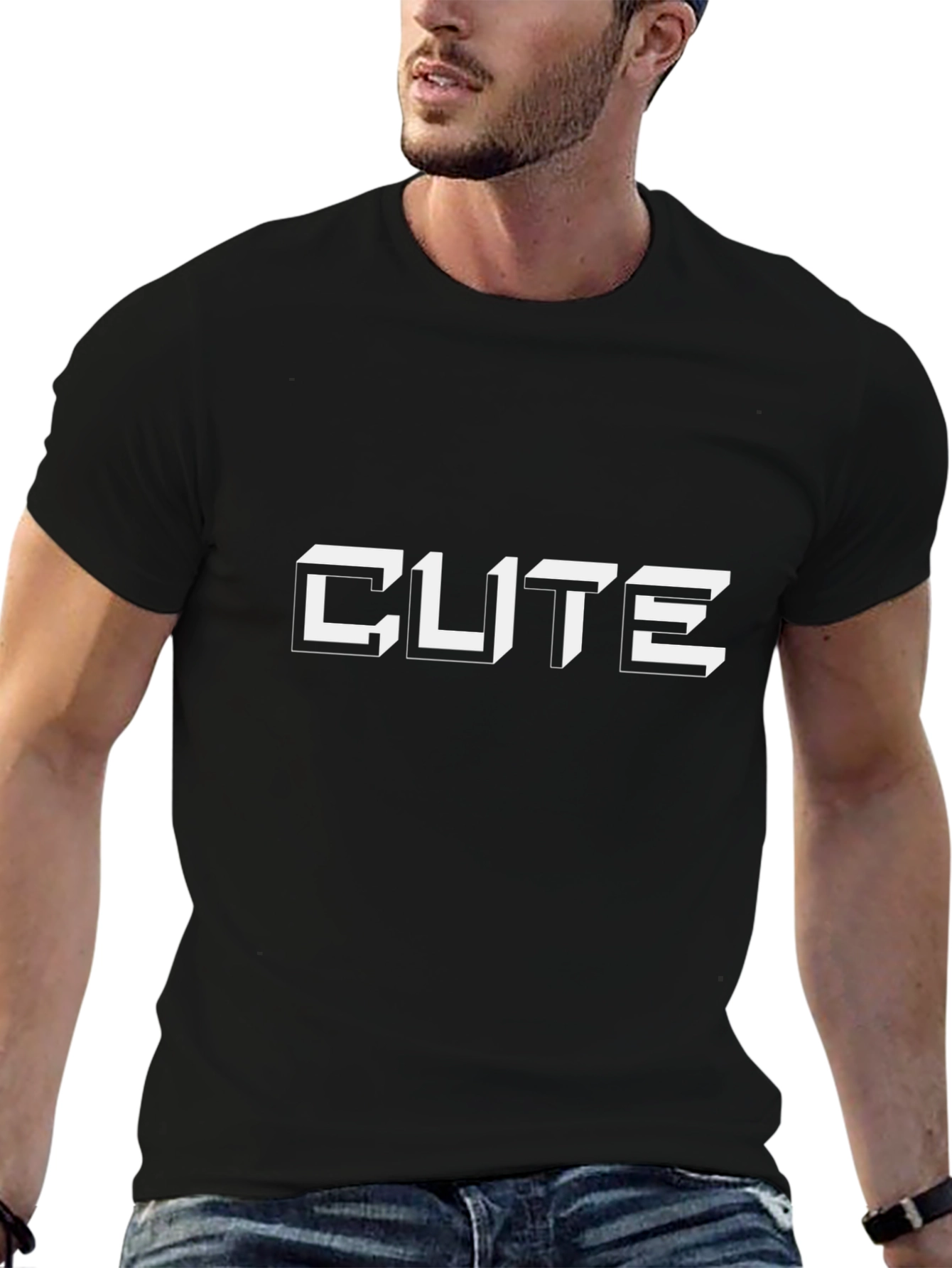 Black T-Shirt with Cute Graphic Print