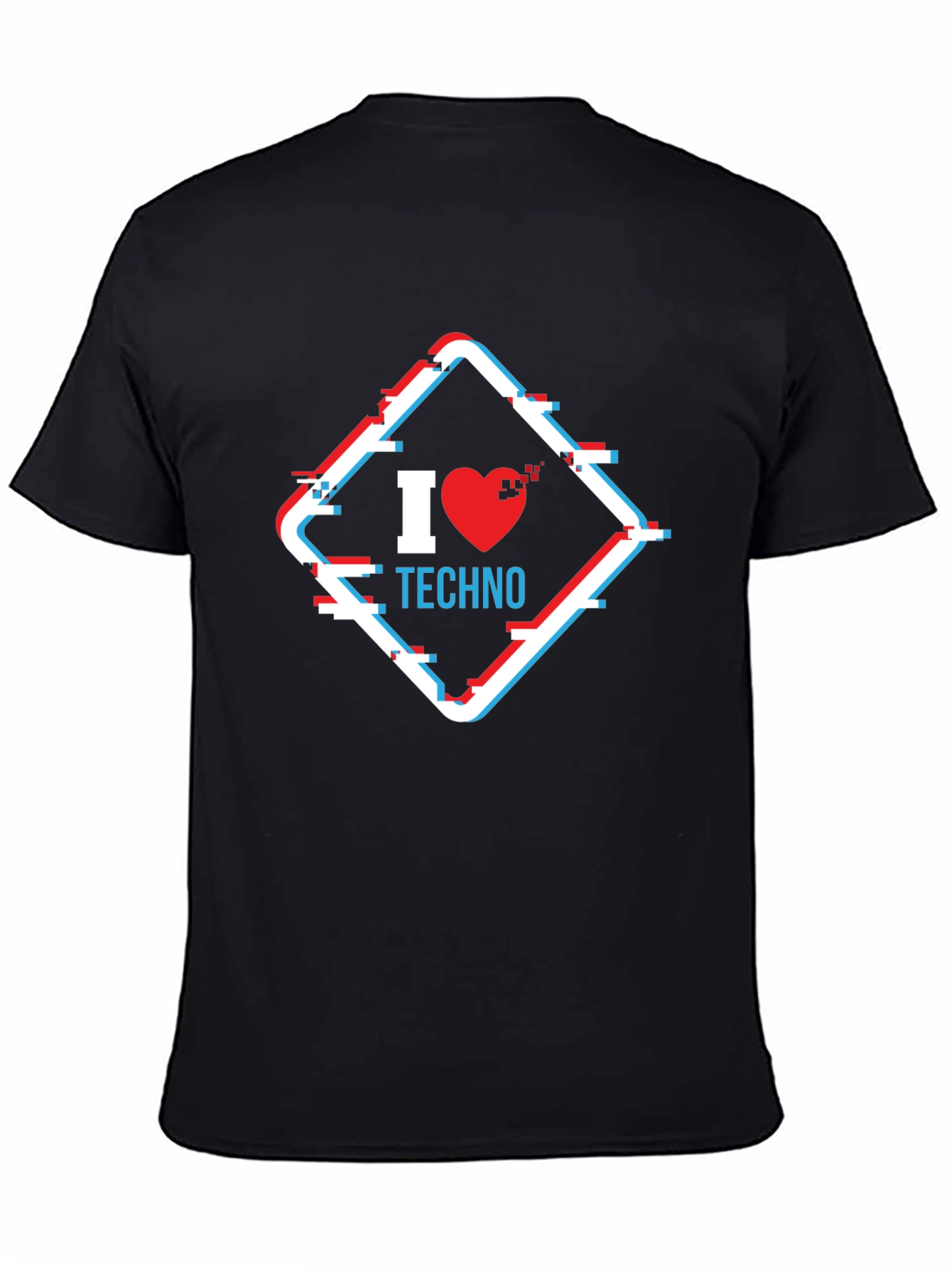I Heart Techno Glitch Style Graphic Tee
