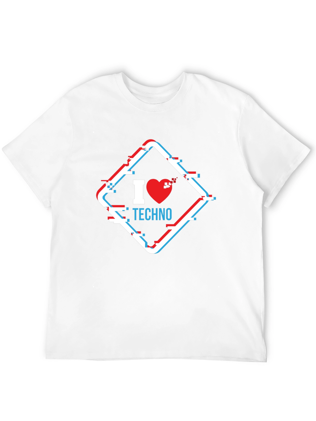 I Heart Techno Glitch Style Graphic Tee