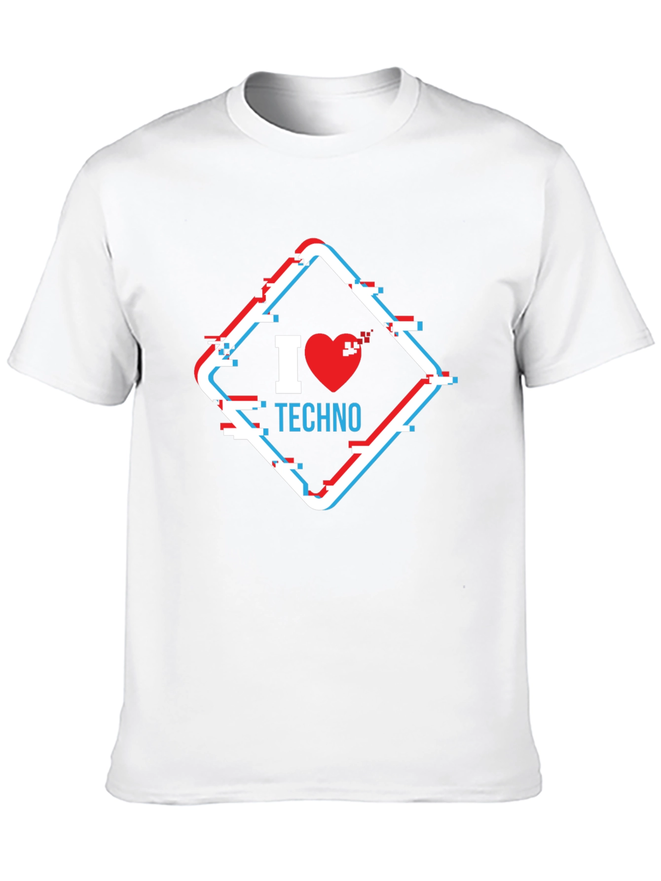 I Heart Techno Glitch Style Graphic Tee