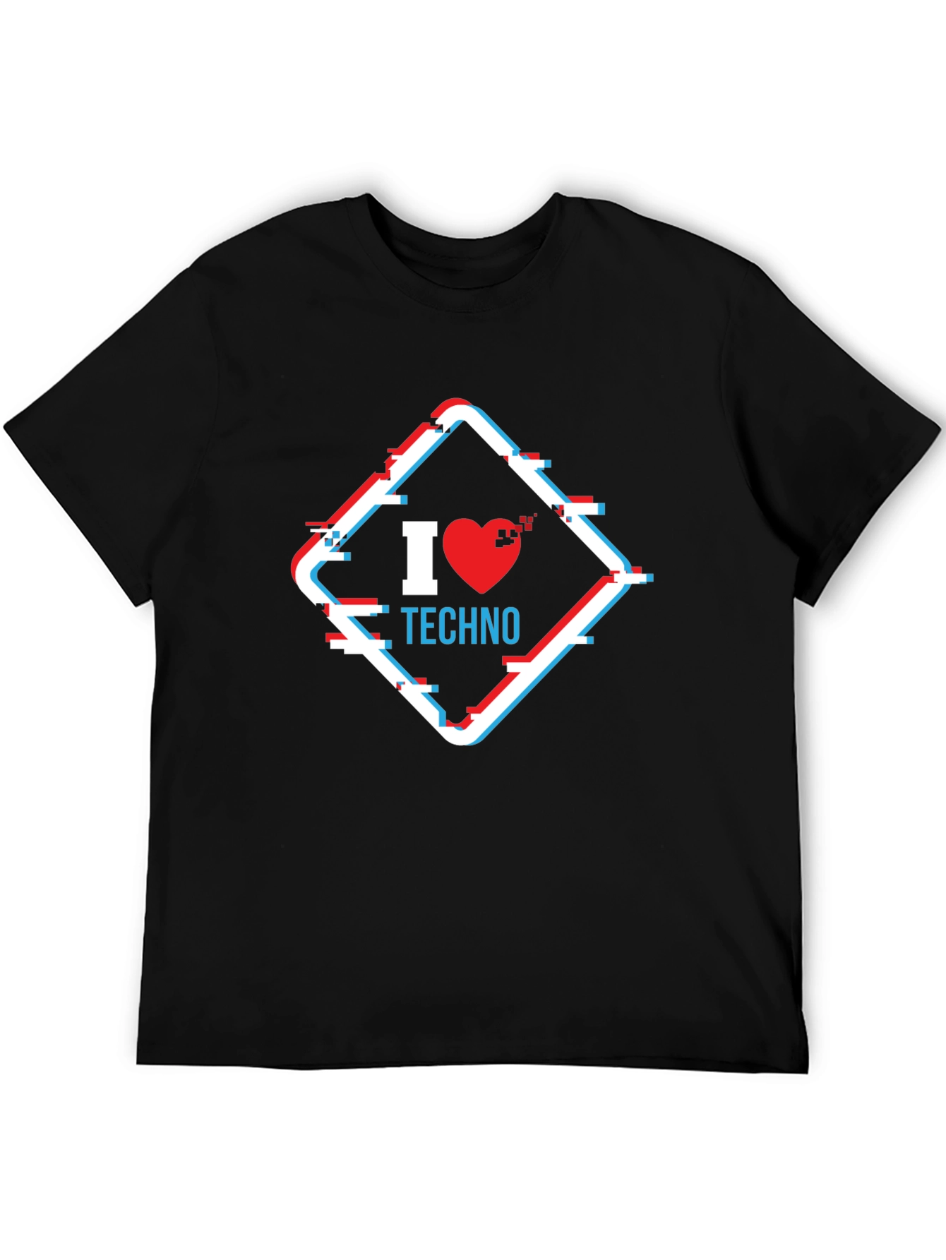 I Heart Techno Glitch Style Graphic Tee