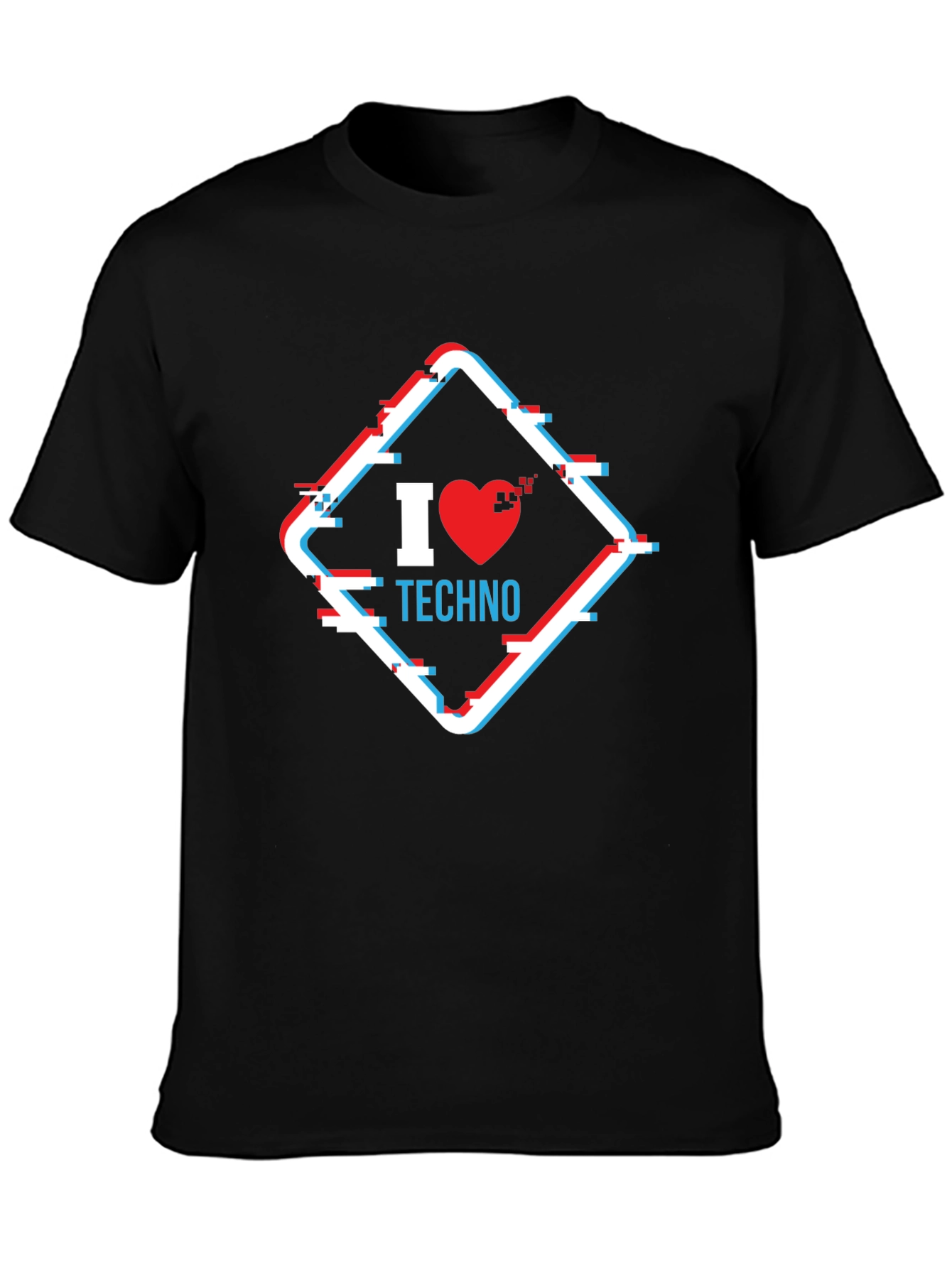I Heart Techno Glitch Style Graphic Tee