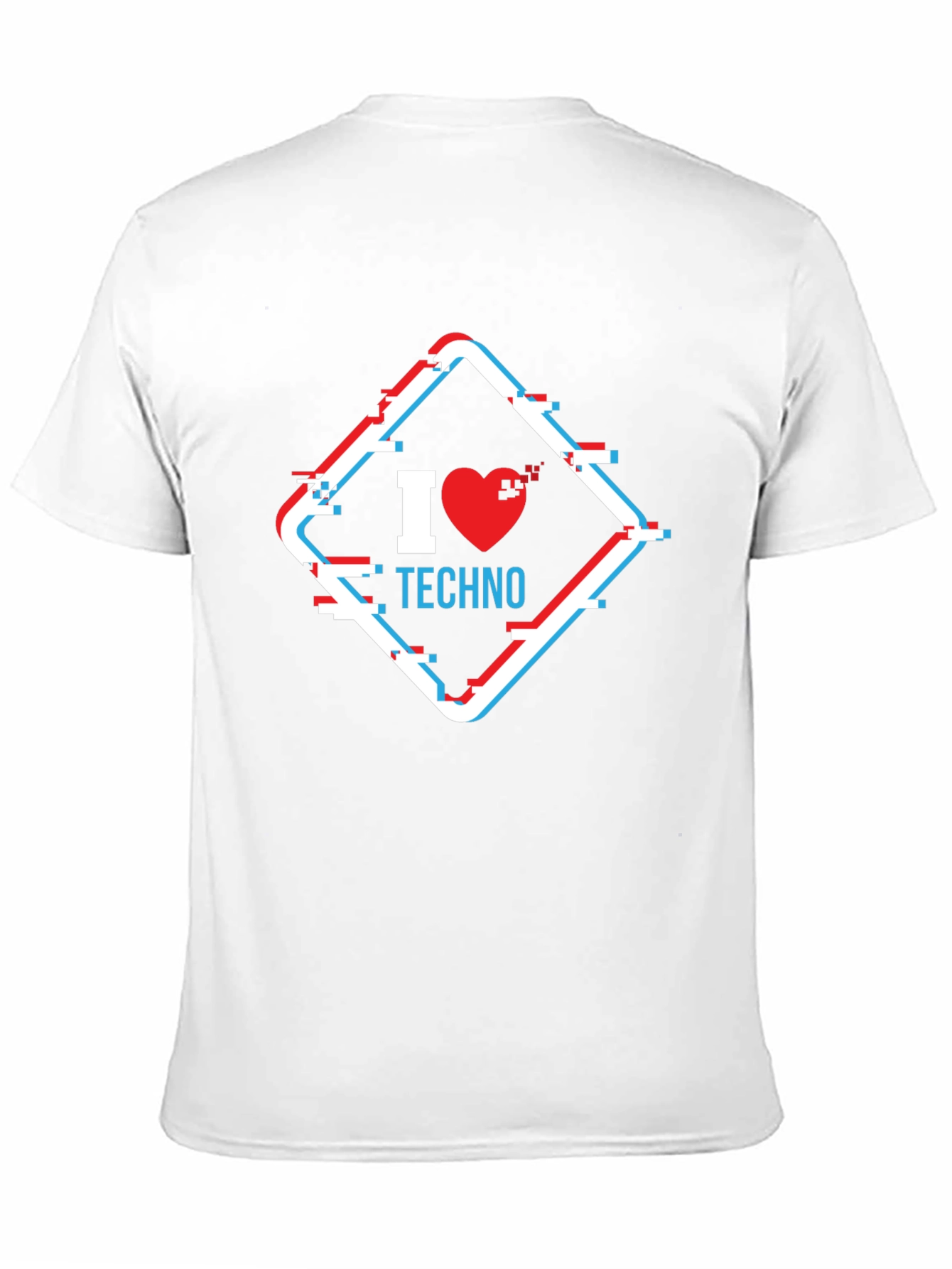 I Heart Techno Glitch Style Graphic Tee