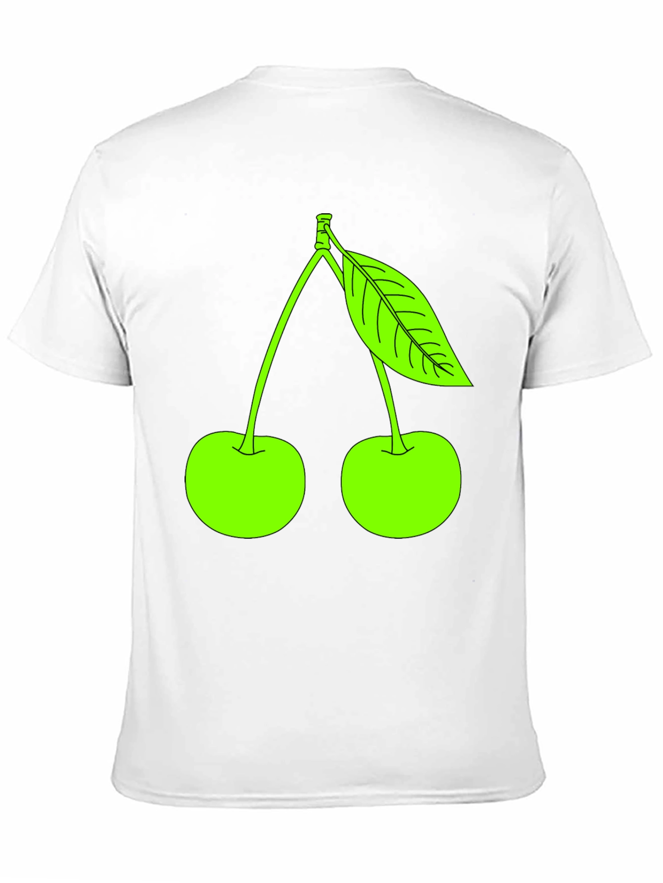 Neon Green Cherry Graphic Black T-Shirt