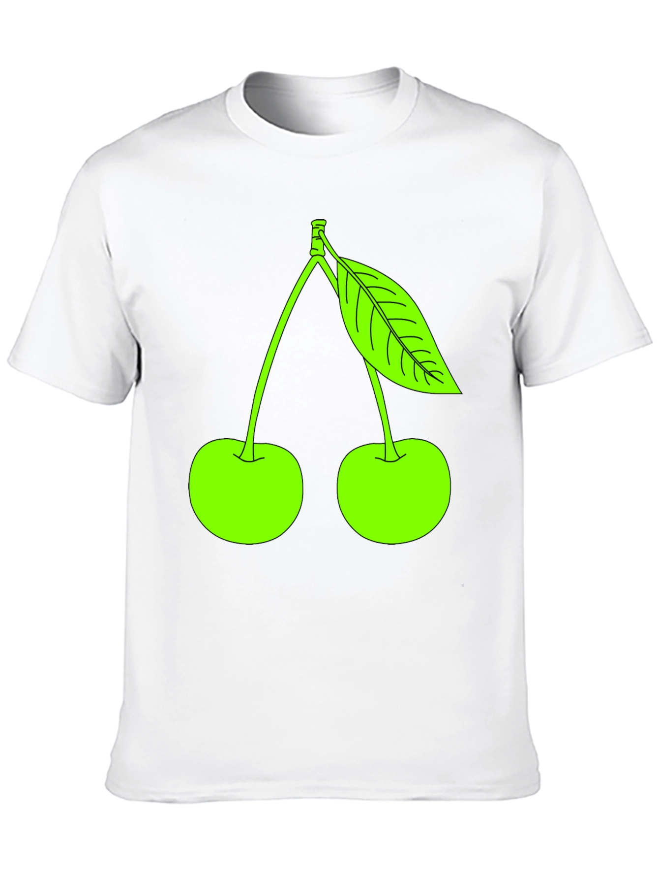 Neon Green Cherry Graphic Black T-Shirt