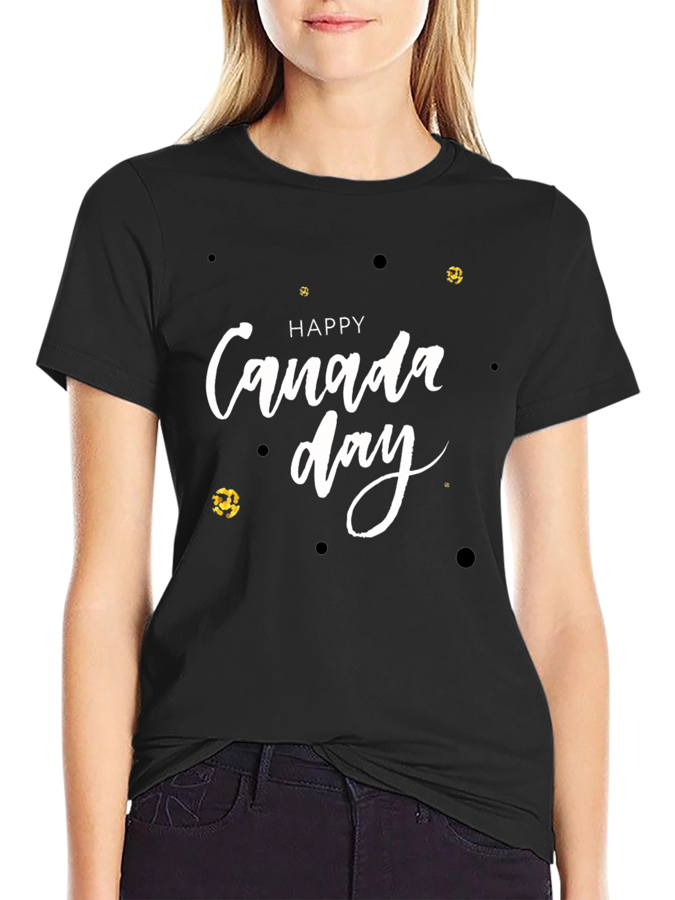 Happy Canada Day Black T-Shirt