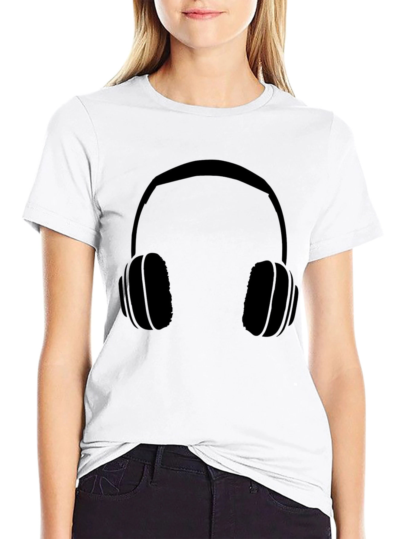 Black Headphone Graphic Tee - Music Lover Shirt