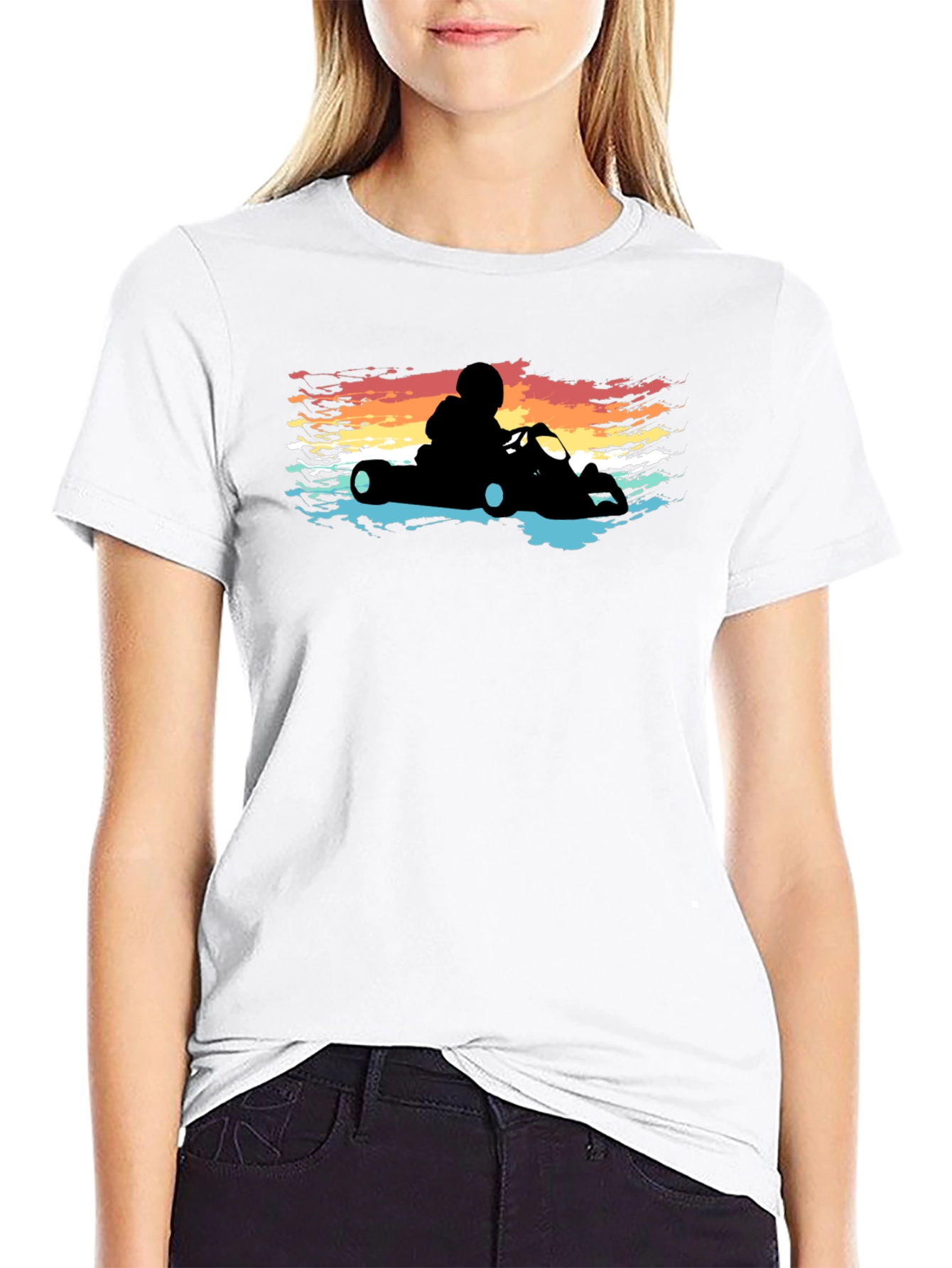 Retro Go-Kart T-Shirt - Racecar Driver Silhouette Tee