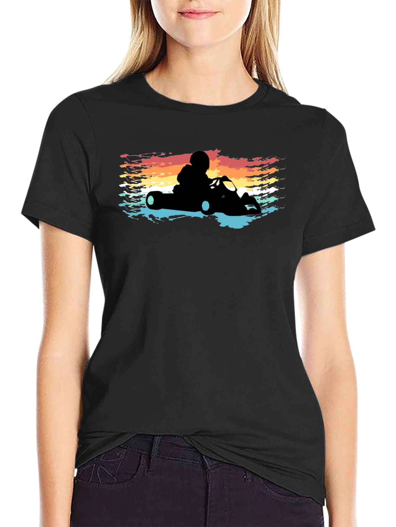 Retro Go-Kart T-Shirt - Racecar Driver Silhouette Tee
