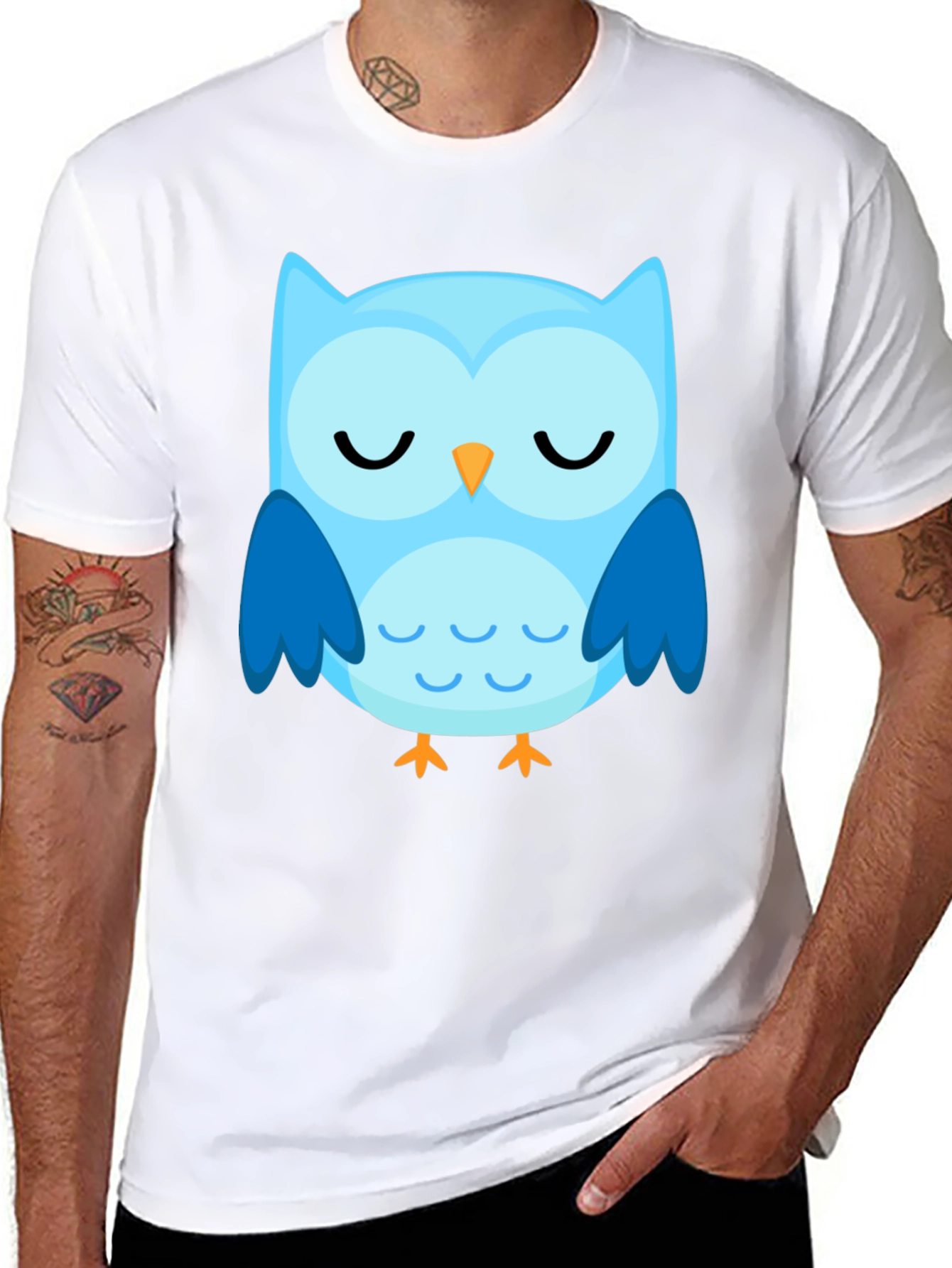 Cute Blue Owl Graphic T-Shirt