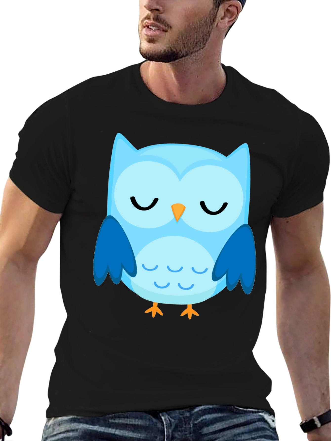 Cute Blue Owl Graphic T-Shirt