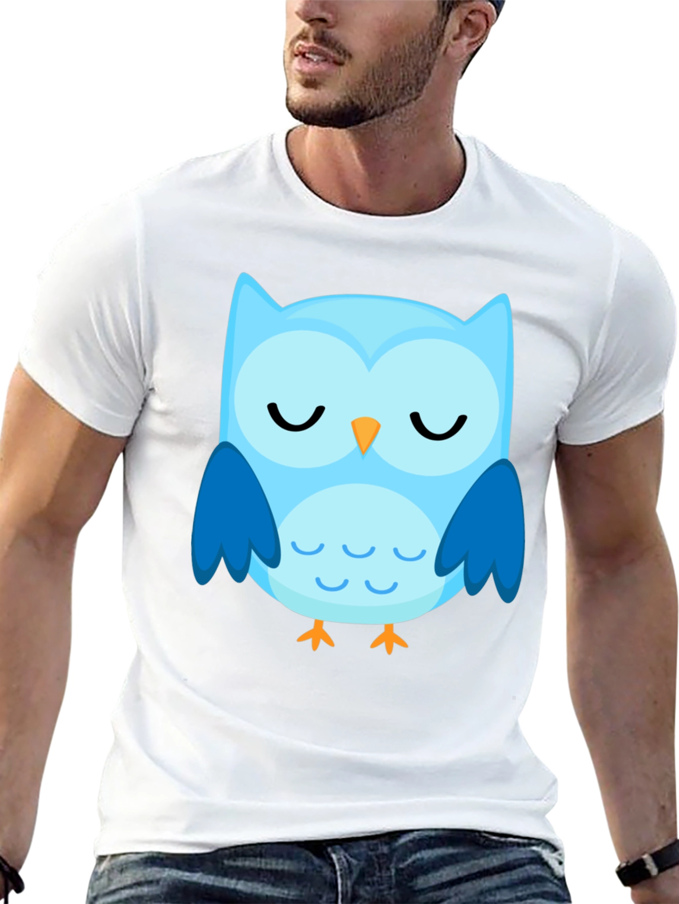 Cute Blue Owl Graphic T-Shirt