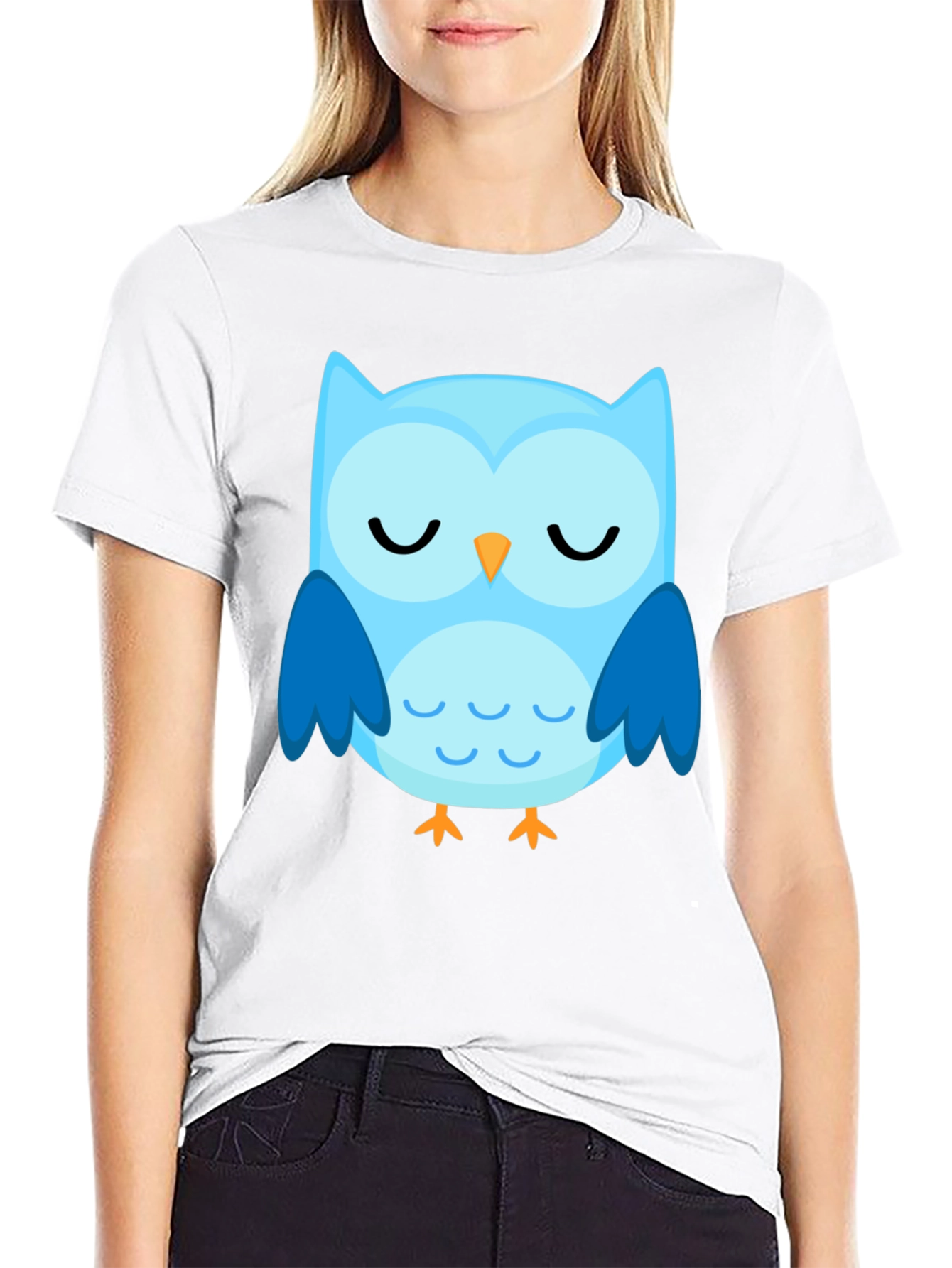 Cute Blue Owl Graphic T-Shirt