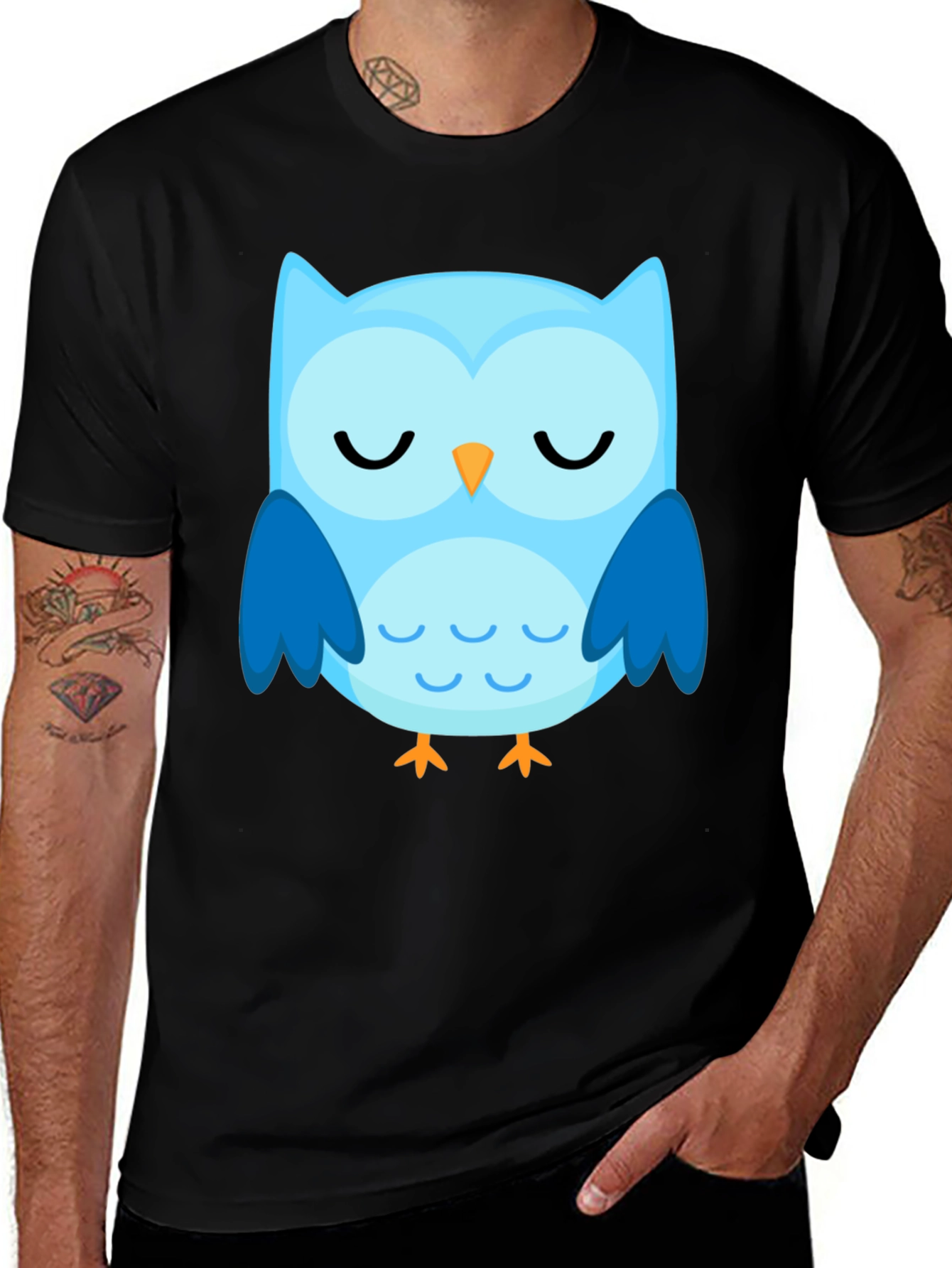 Cute Blue Owl Graphic T-Shirt