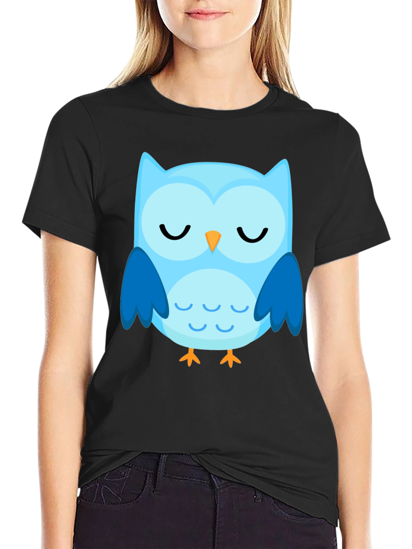 Cute Blue Owl Graphic T-Shirt
