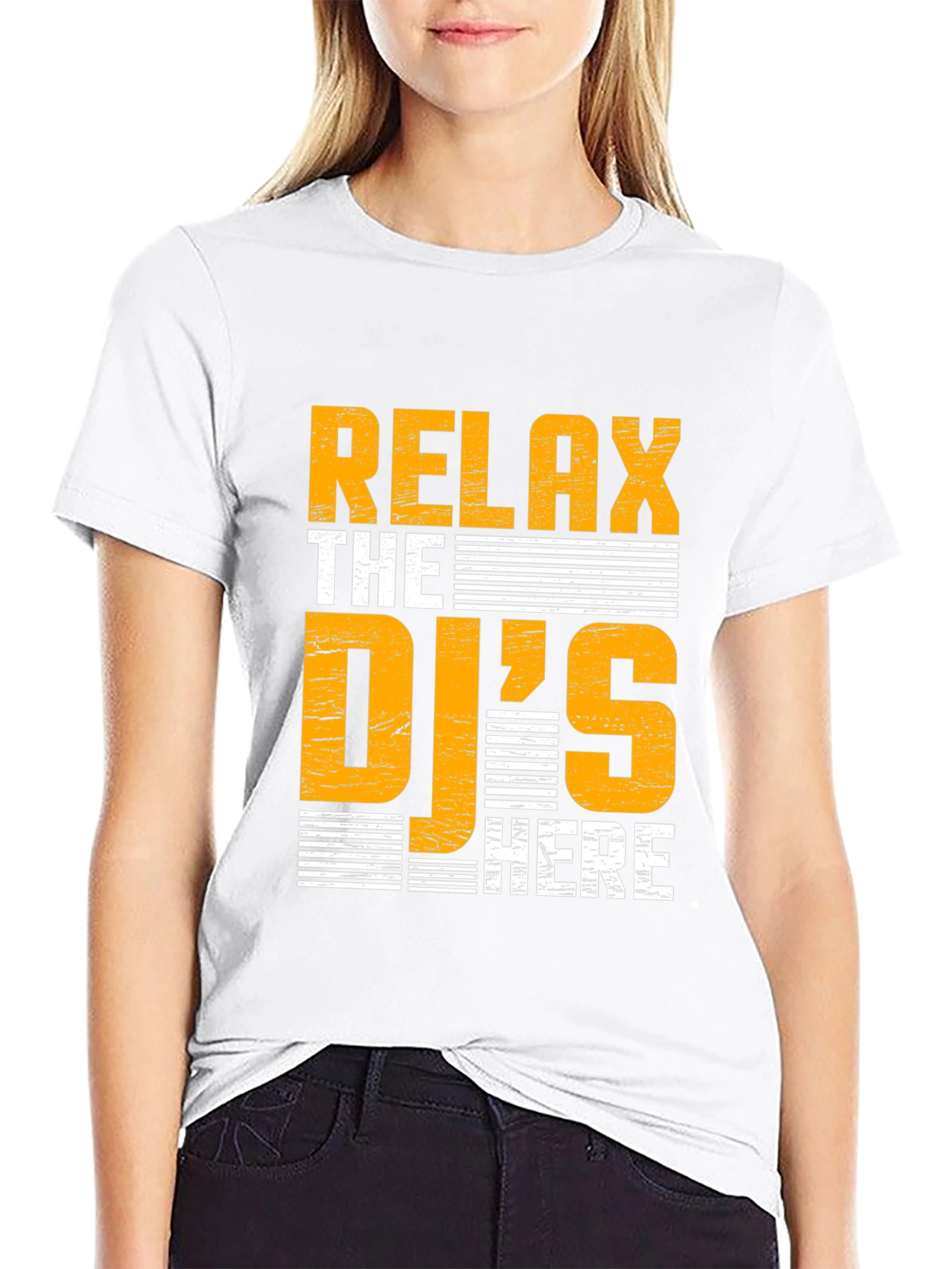 Relax The DJs Here Black Graphic Tee