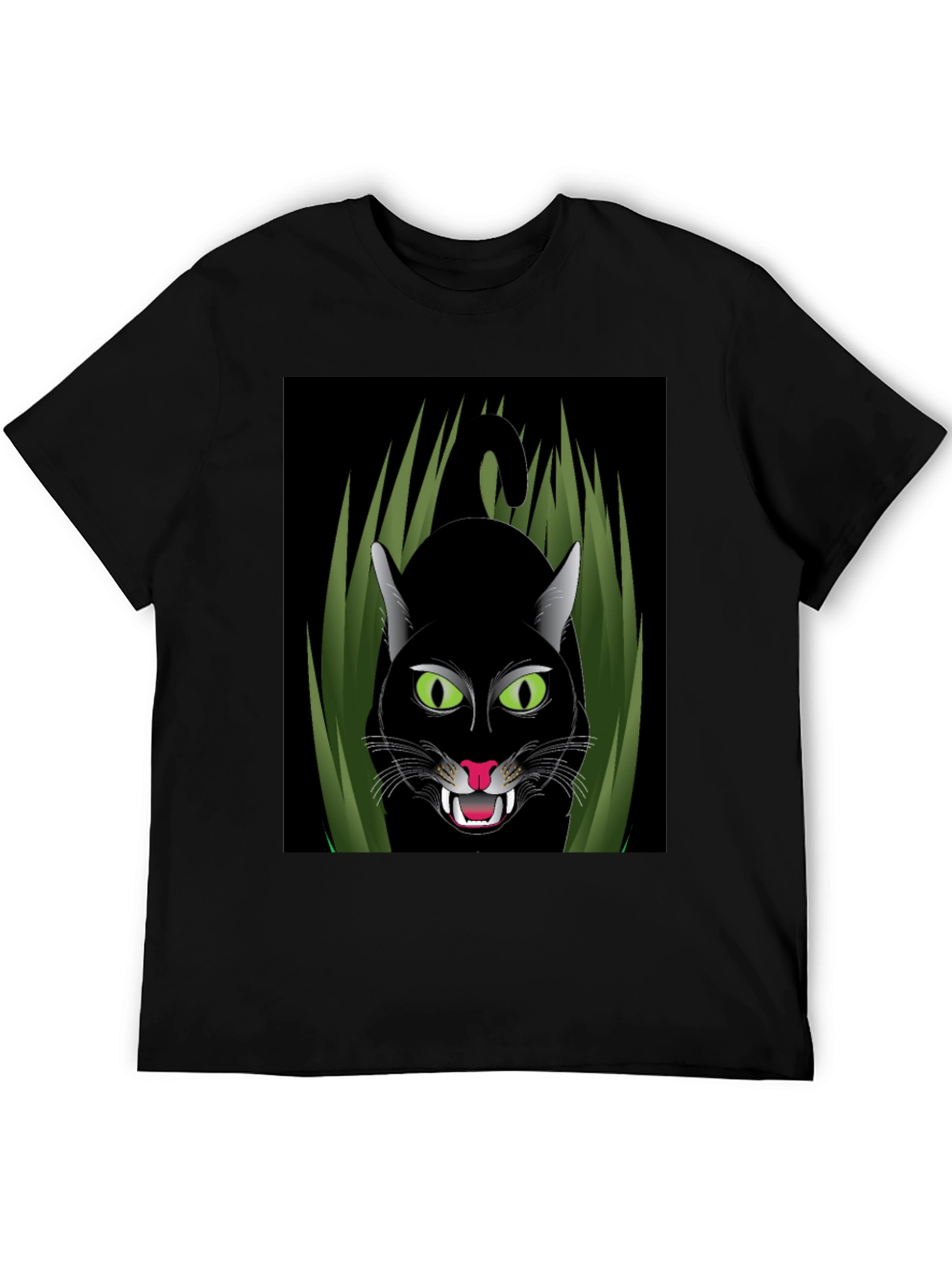 Black Cat Graphic T-Shirt - Fierce Feline Design