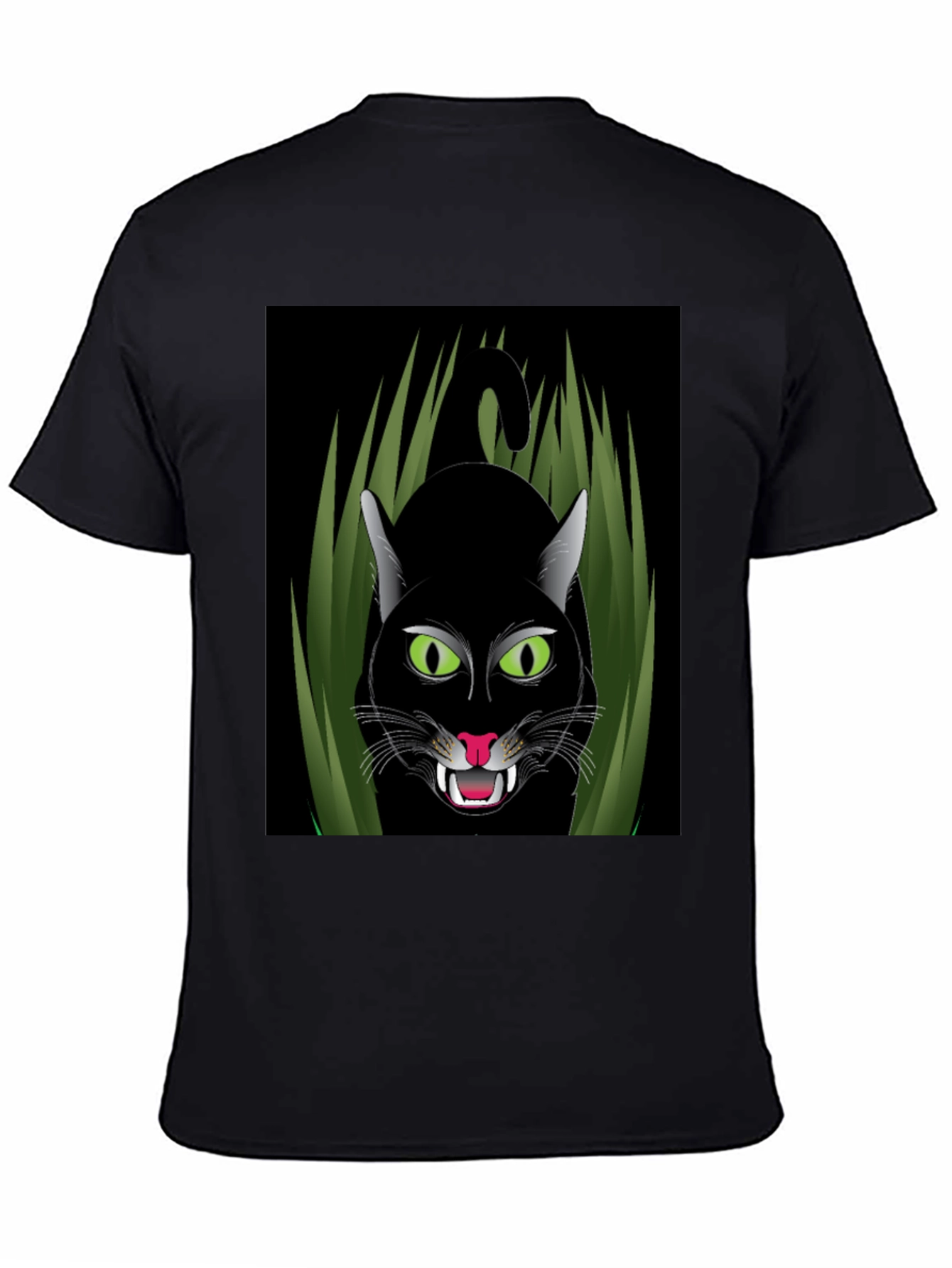 Black Cat Graphic T-Shirt - Fierce Feline Design