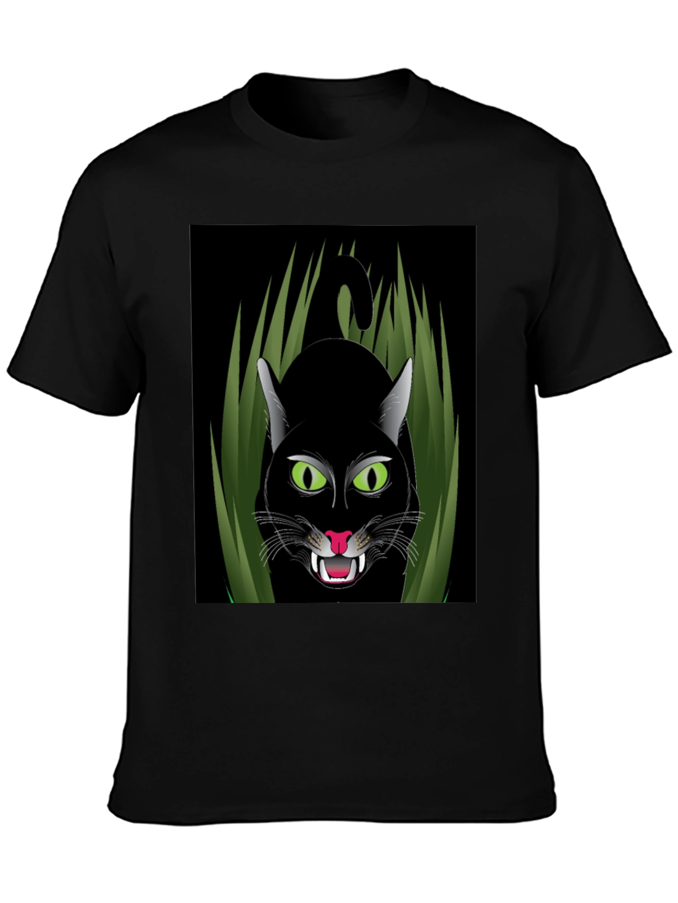 Black Cat Graphic T-Shirt - Fierce Feline Design