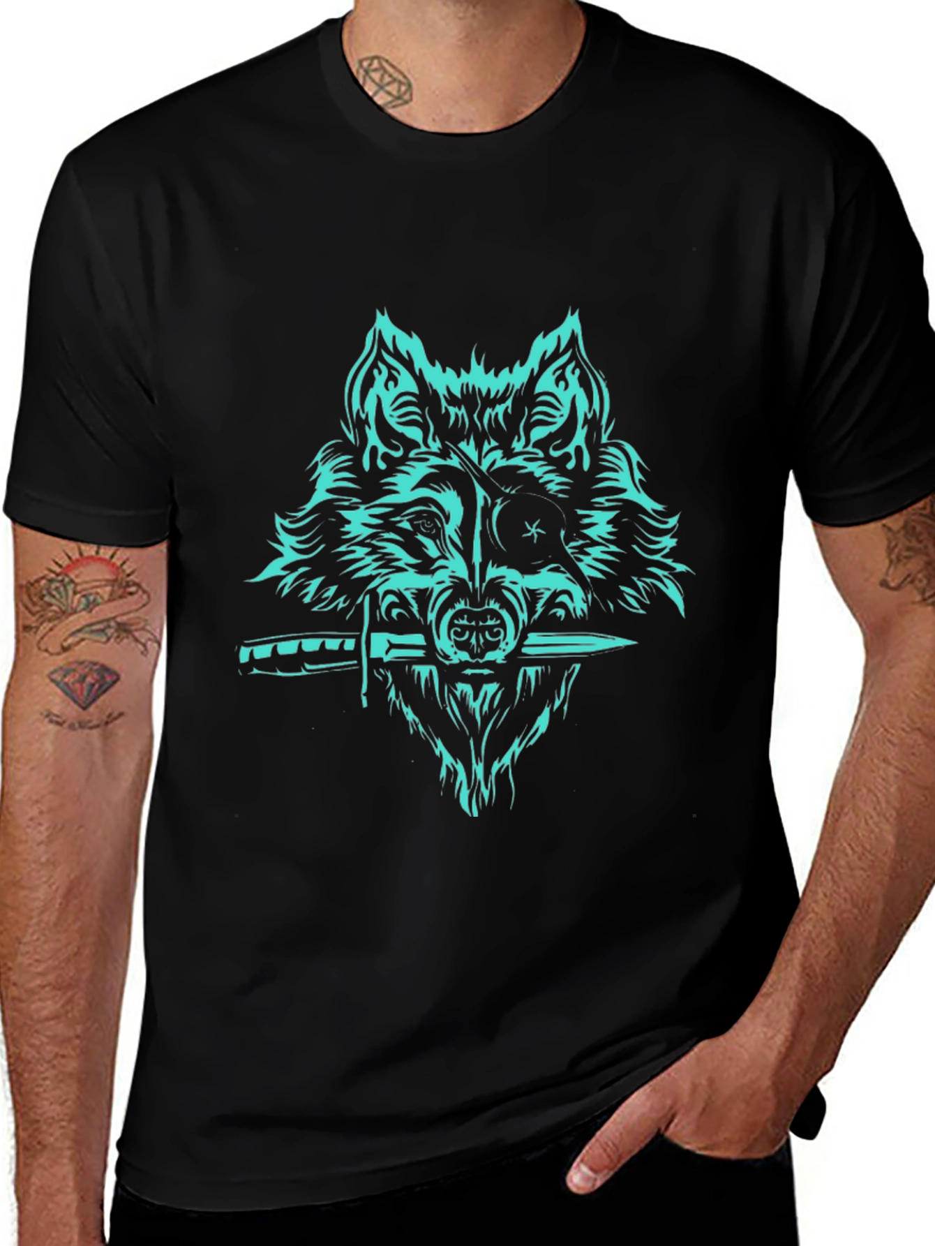 Wolf & Dagger Graphic Tee - Bold Style