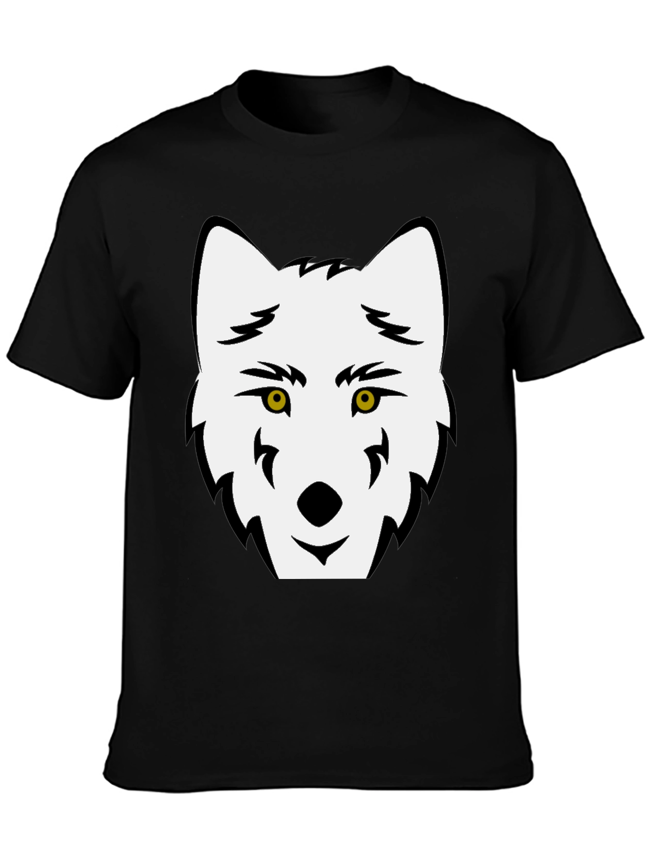 Wolf Graphic Tee - Black Cotton Blend Casual Shirt
