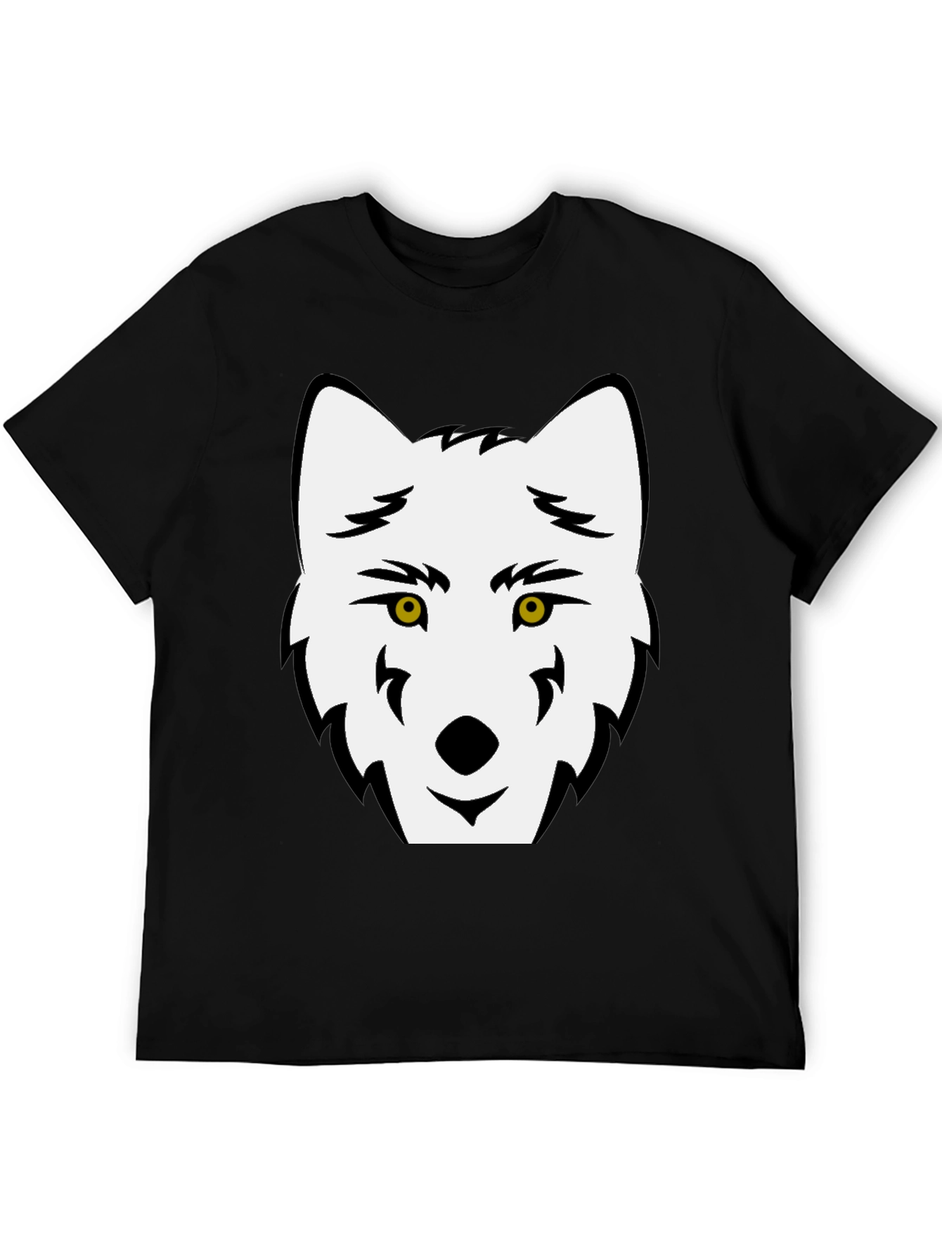 Wolf Graphic Tee - Black Cotton Blend Casual Shirt