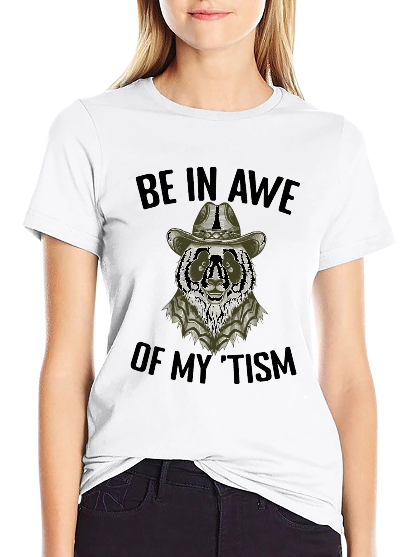Be In Awe Of My Tism Panda Cowboy T-Shirt