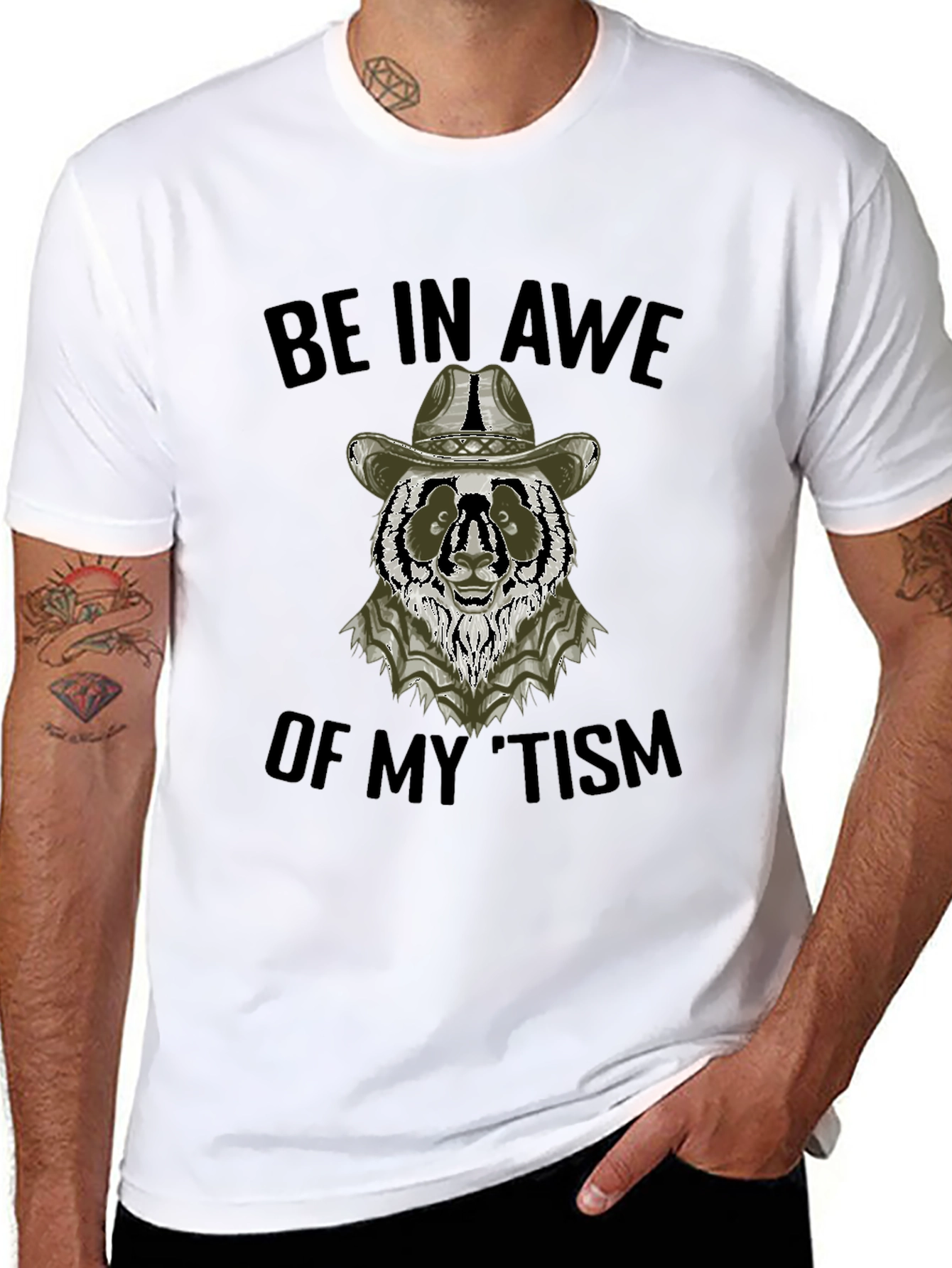 Be In Awe Of My Tism Panda Cowboy T-Shirt