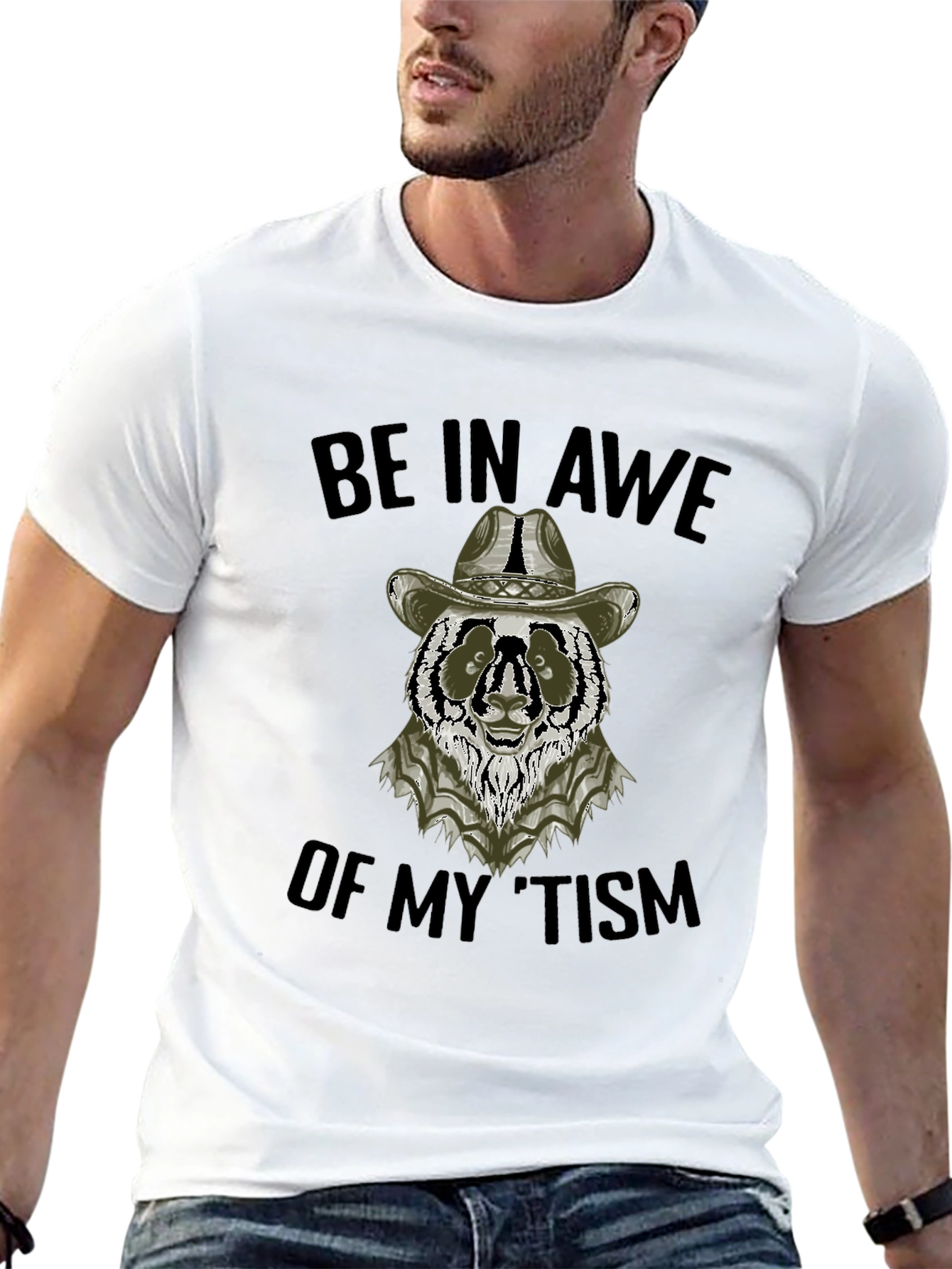 Be In Awe Of My Tism Panda Cowboy T-Shirt