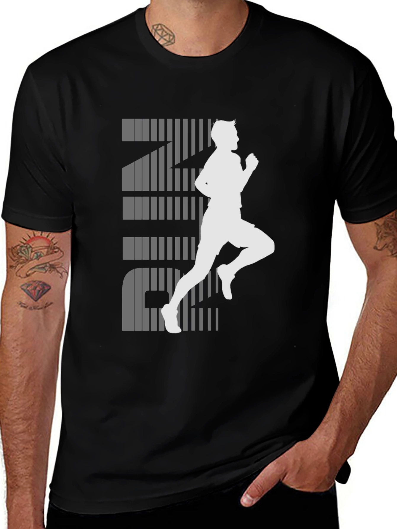 Mens Running Graphic Tee - Black
