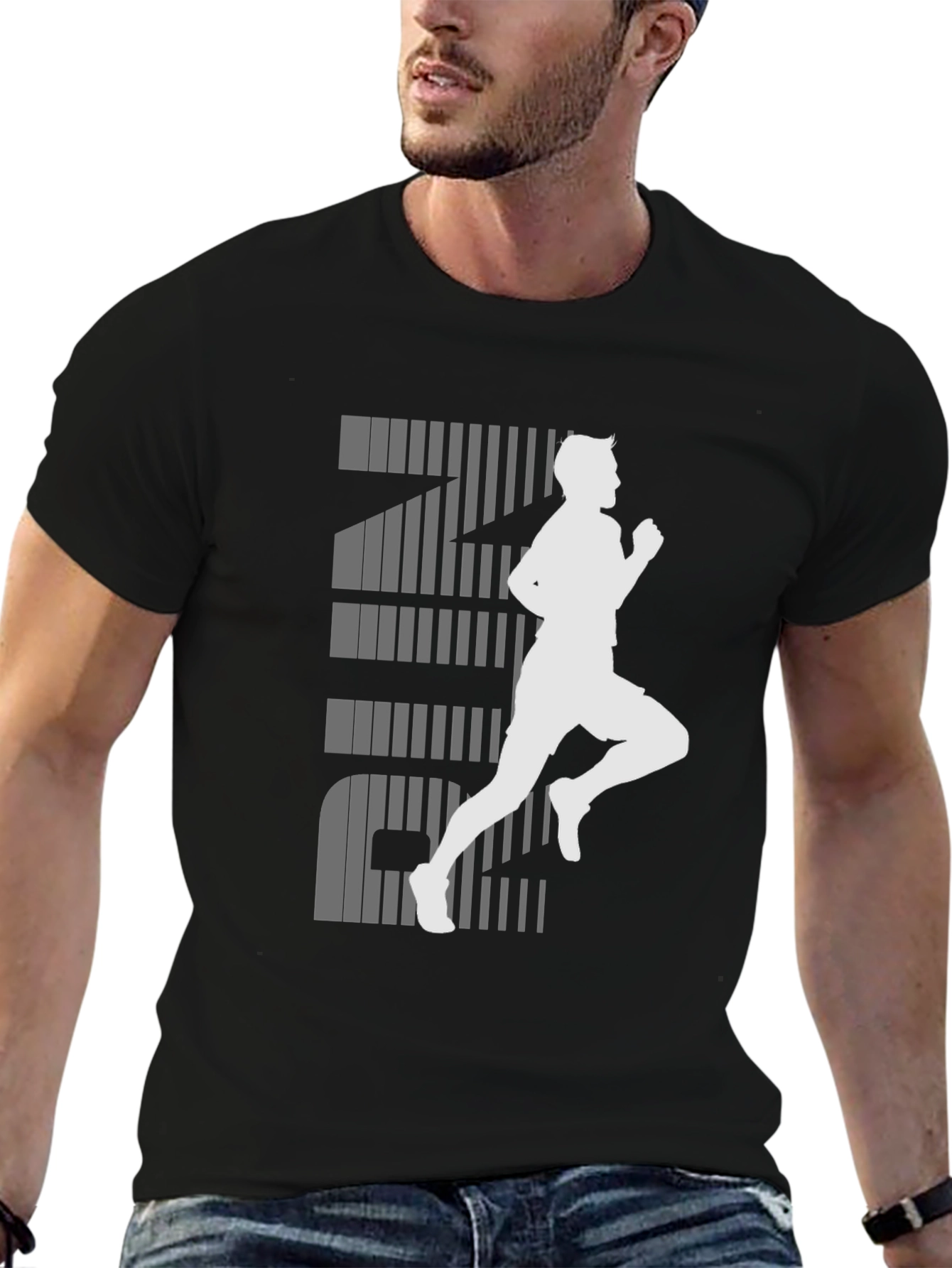Mens Running Graphic Tee - Black