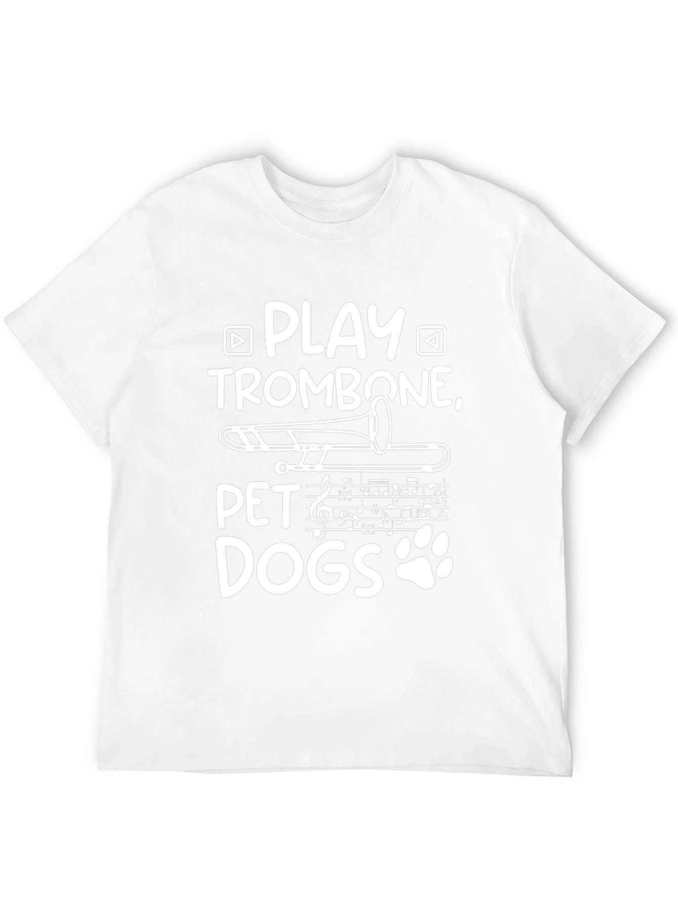 Play Trombone Pet Dogs Black Graphic Tee