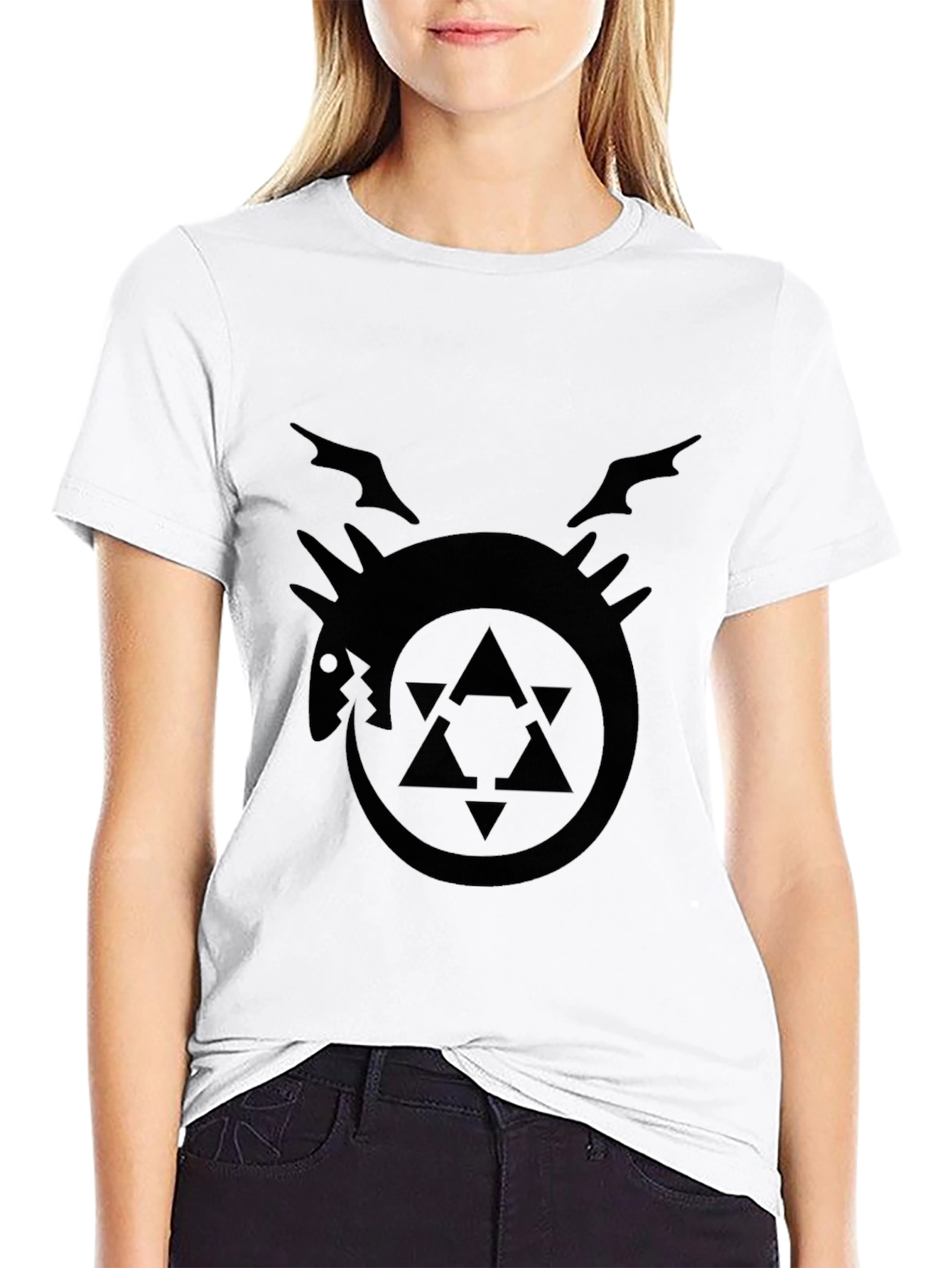 Ouroboros Dragon Print Black Tee