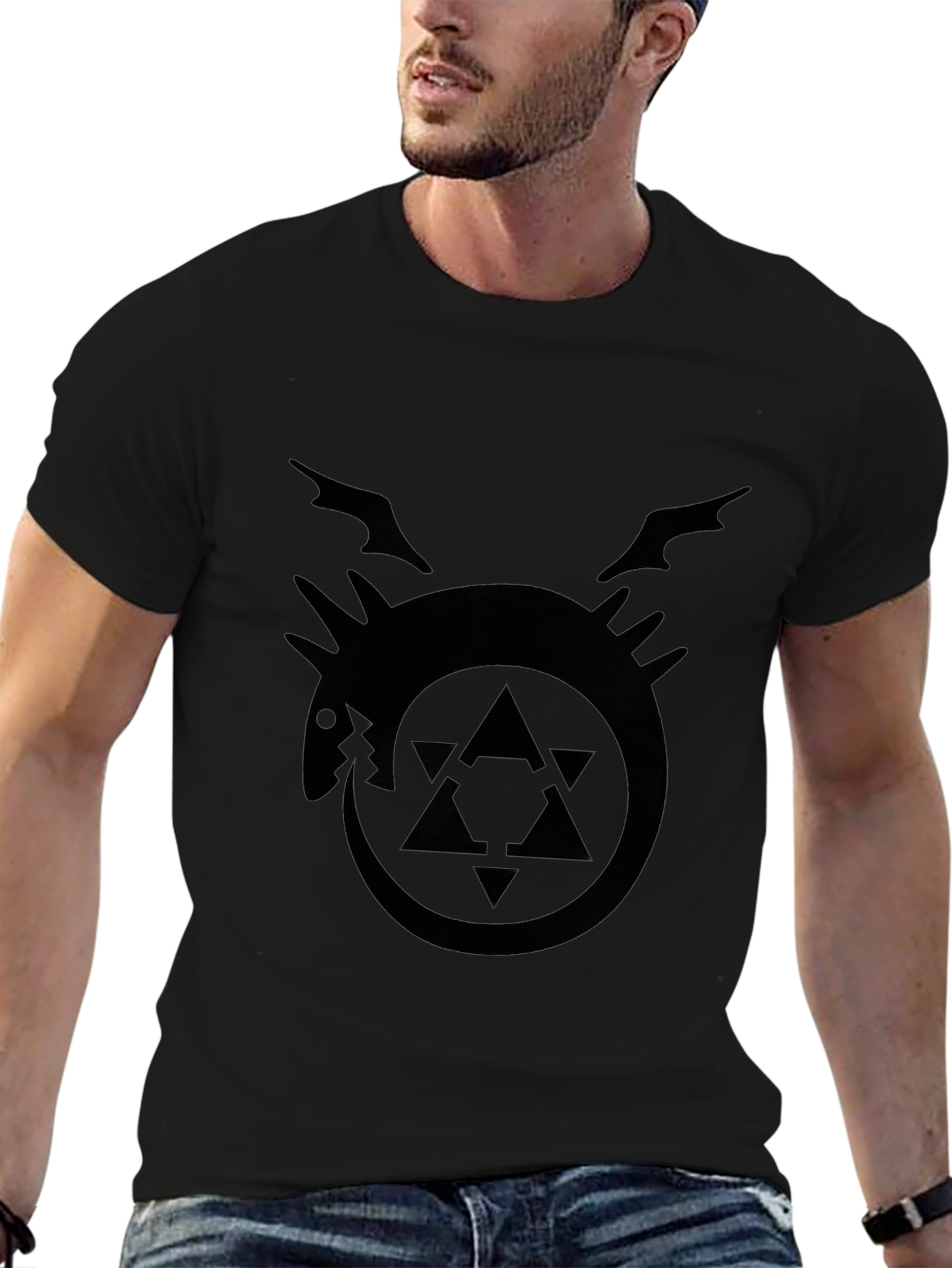 Ouroboros Dragon Print Black Tee