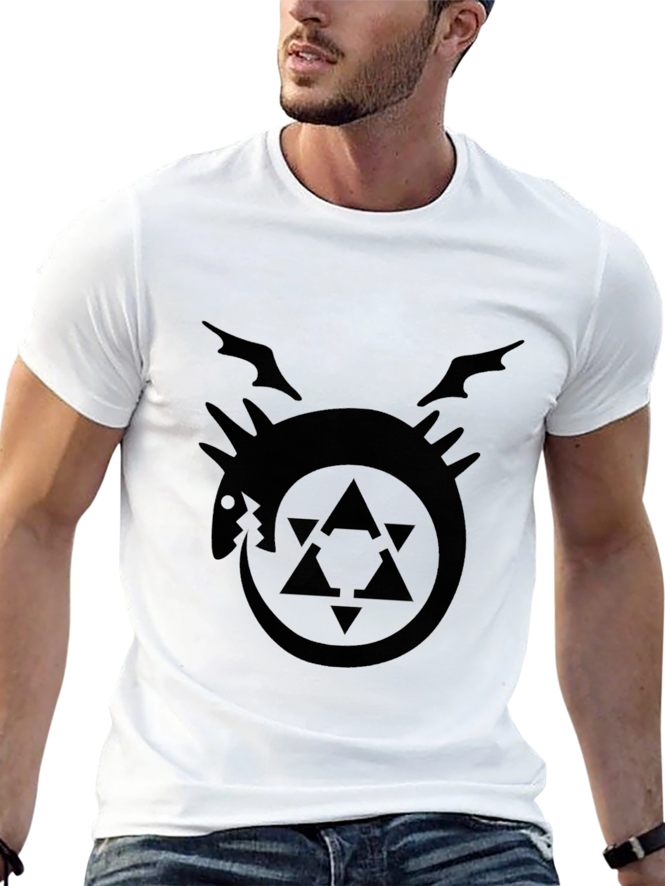 Ouroboros Dragon Print Black Tee